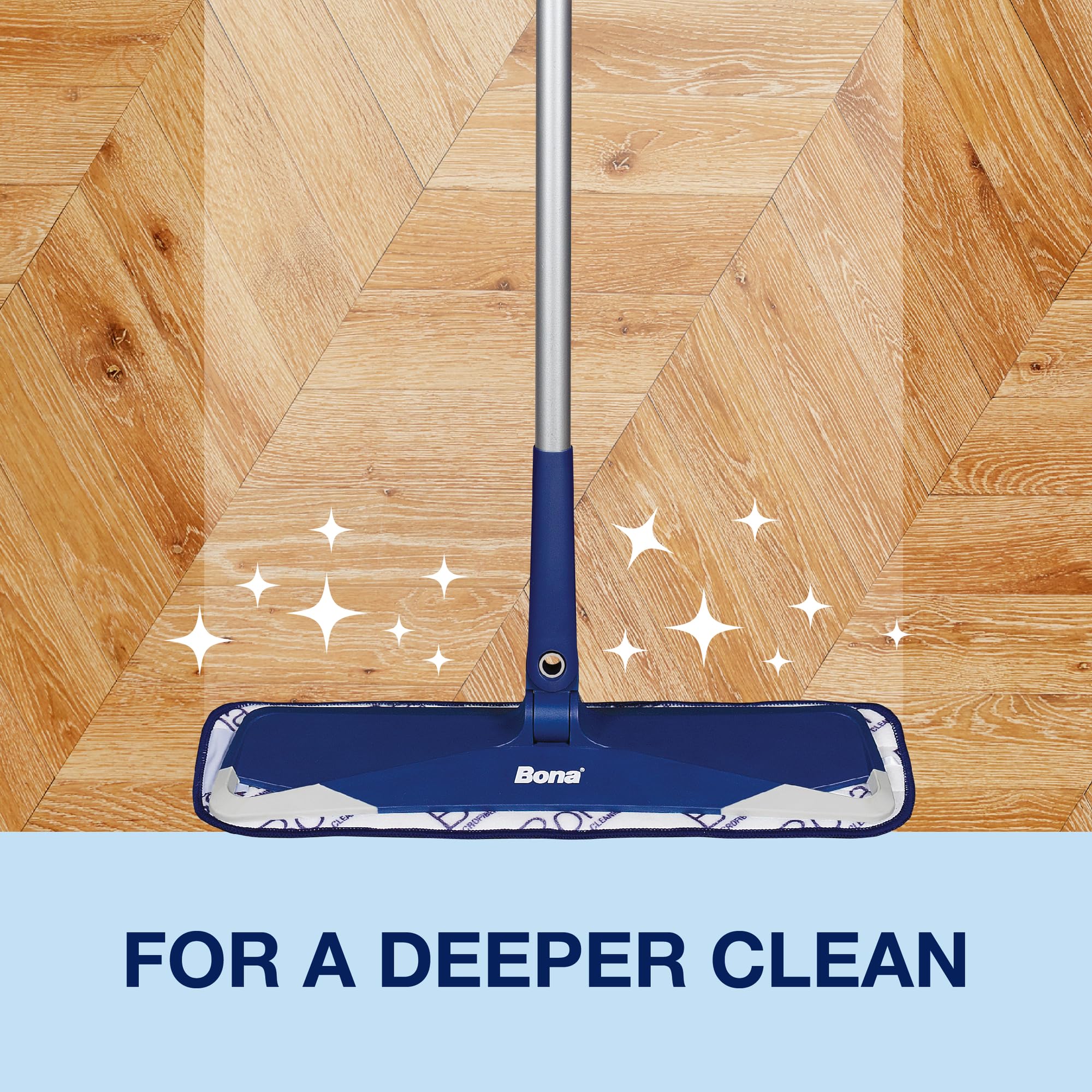 Bona OxyPower Microfibre Deep Cleaning Pad - Removes 99% Bacteria | Fits All Bona Mops | Blue/Green 6
