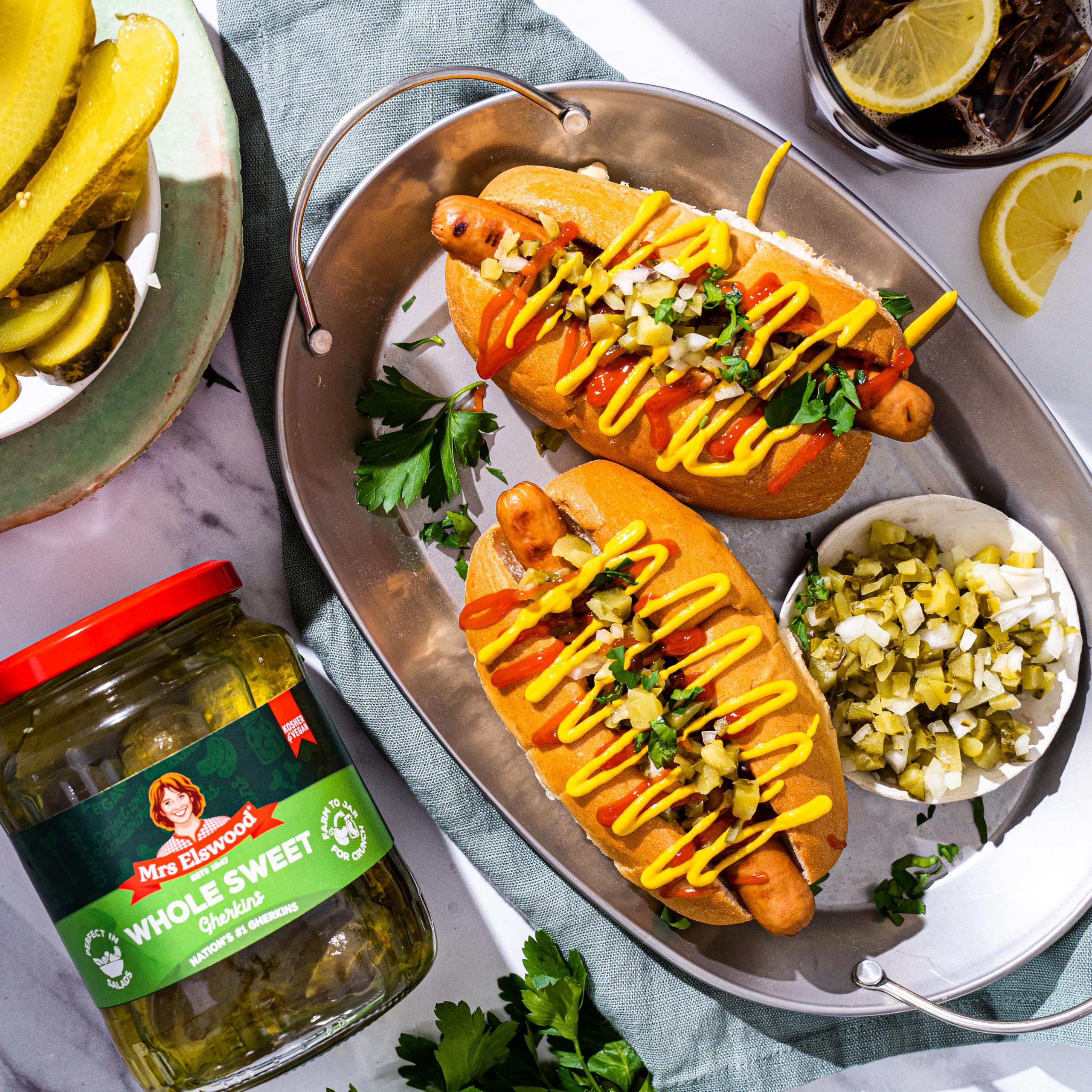 Mrs Elswood Whole Sweet Cucumbers - Pickled Gherkins for Sandwiches & Burgers | 670g Jar 3