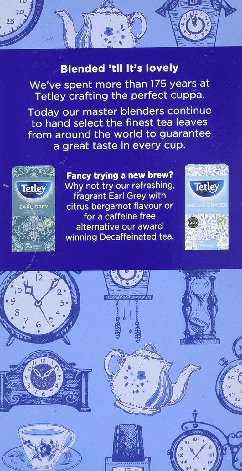 Tetley English Breakfast Tea Bags - Individually Wrapped String & Tag Envelopes, 25-Pack