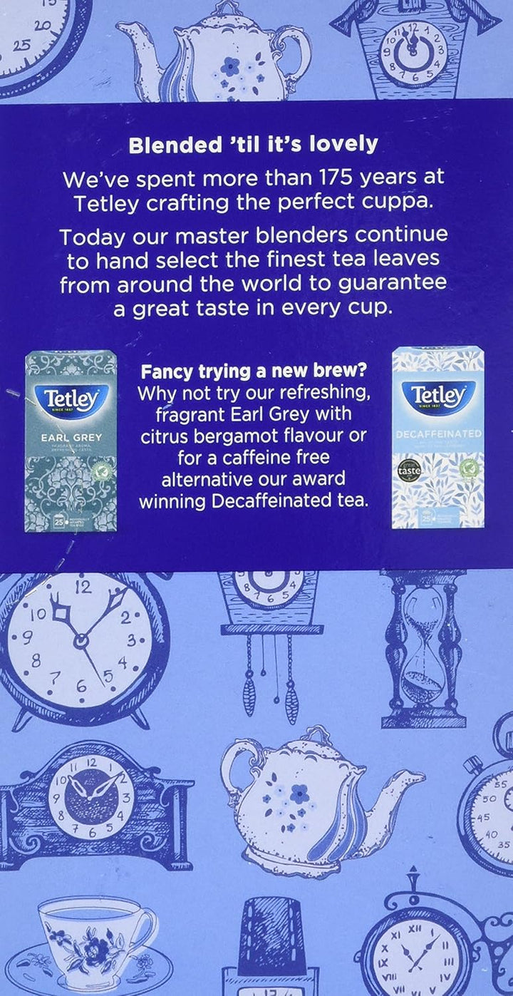 Tetley English Breakfast Tea Bags - Individually Wrapped String & Tag Envelopes, 25-Pack