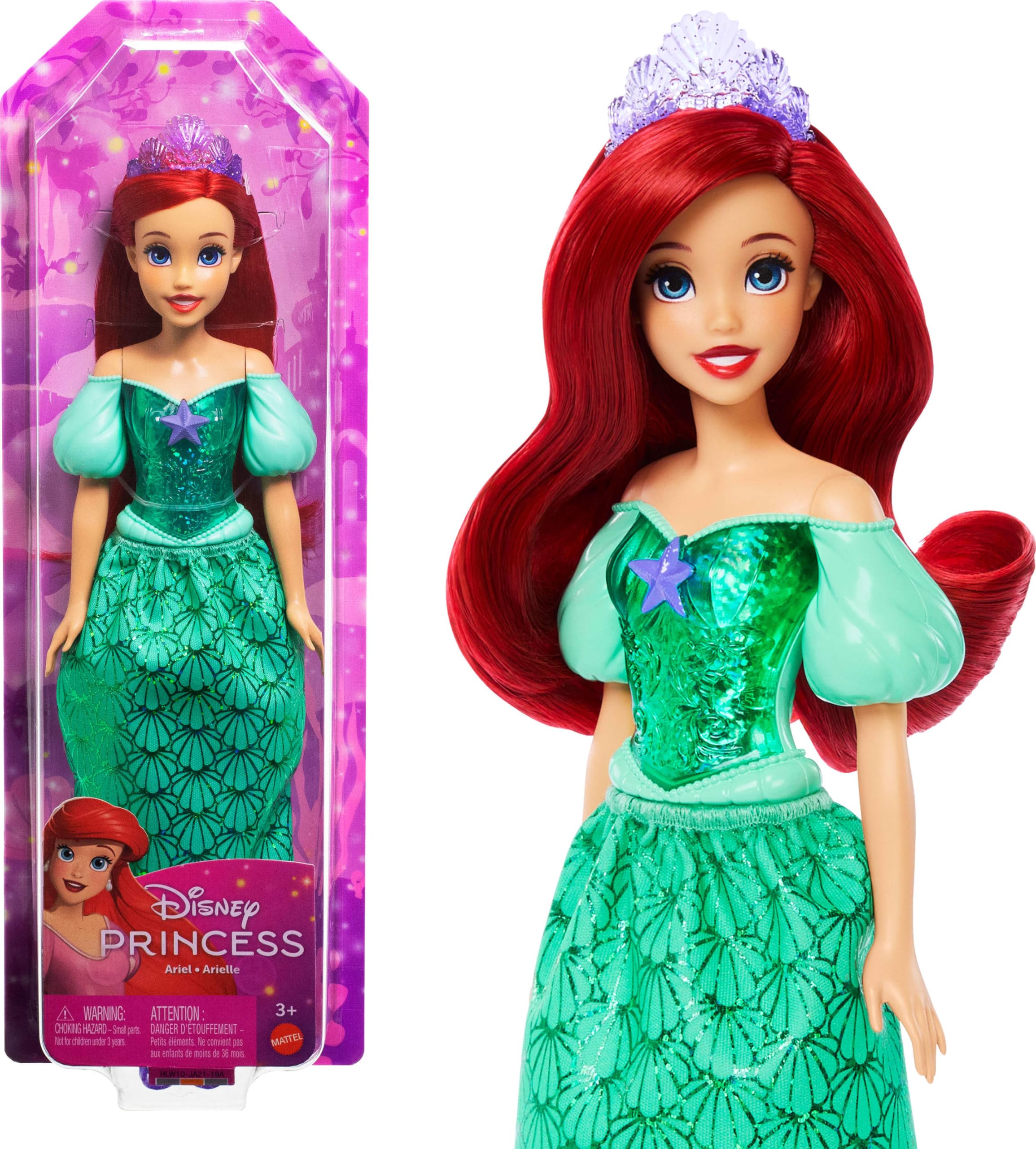Mattel Disney Princess Ariel Posable Fashion Doll with Sparkling Clothing and Accessories HLW10 1