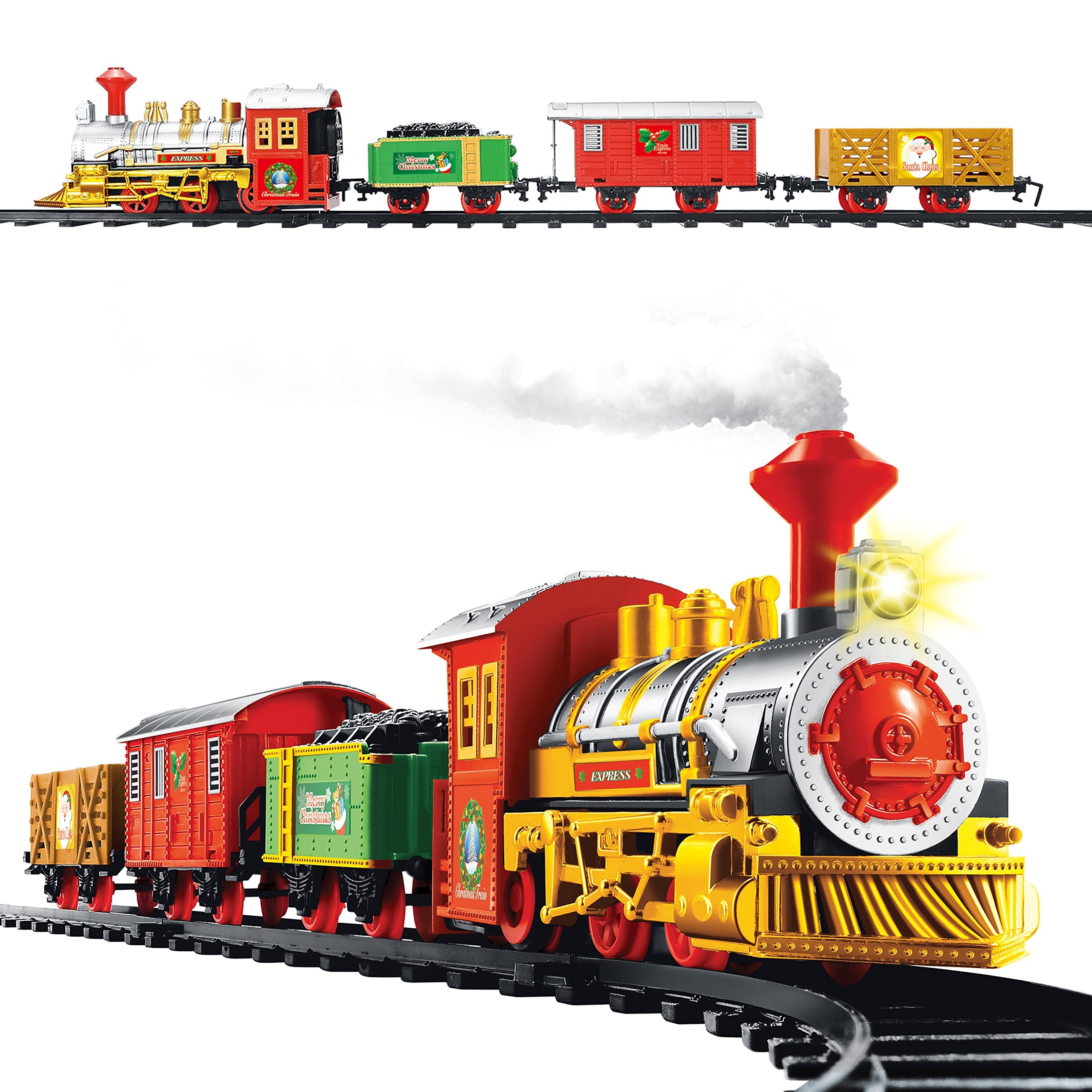 The Christmas Workshop Christmas Train Set - 14-Piece Festive Playset with Lights & Sounds 7