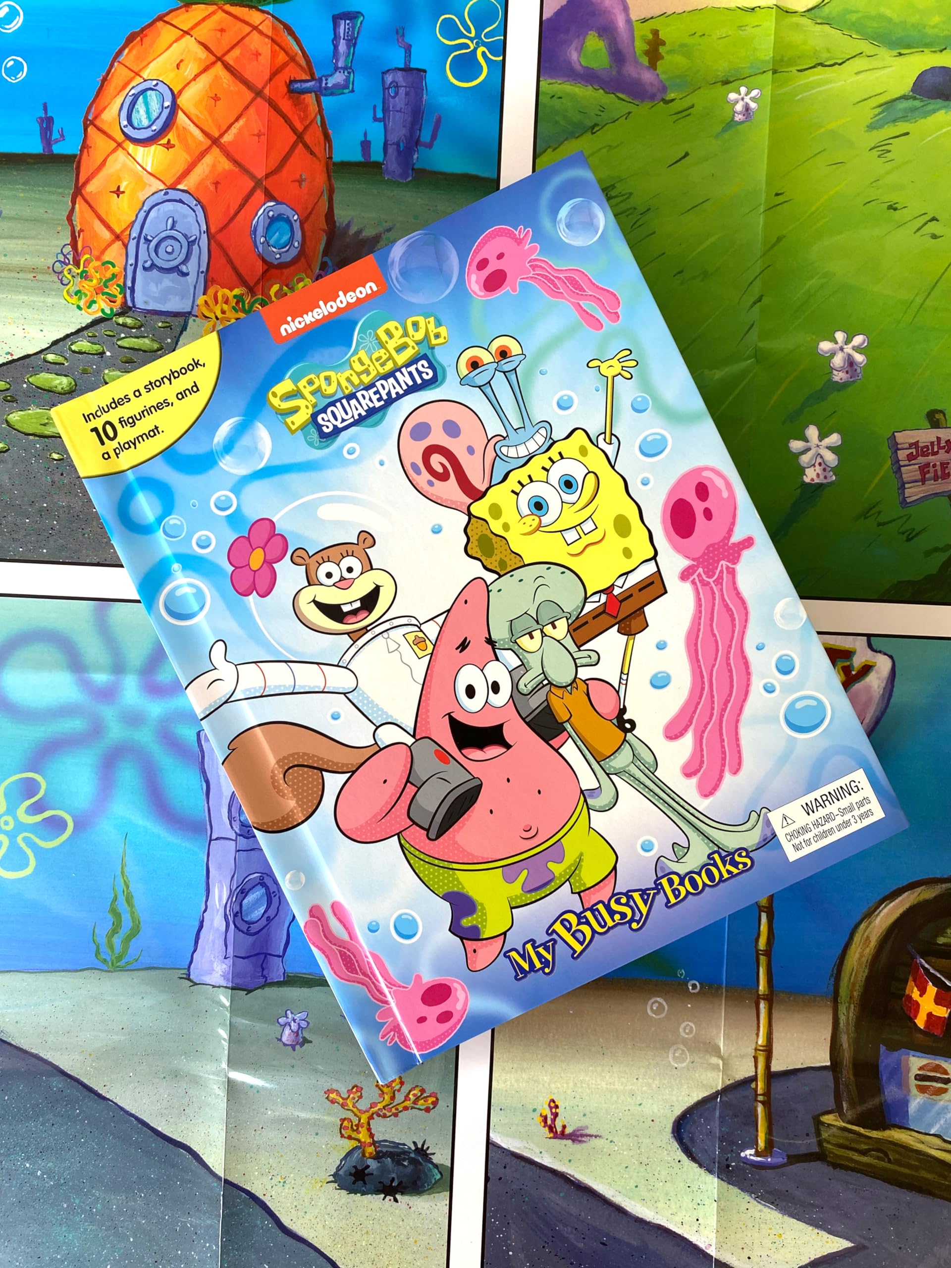 Phidal Nickelodeon Spongebob 25th Anniversary My Busy Books - Storybook, 10 Figurines, Playmat 6
