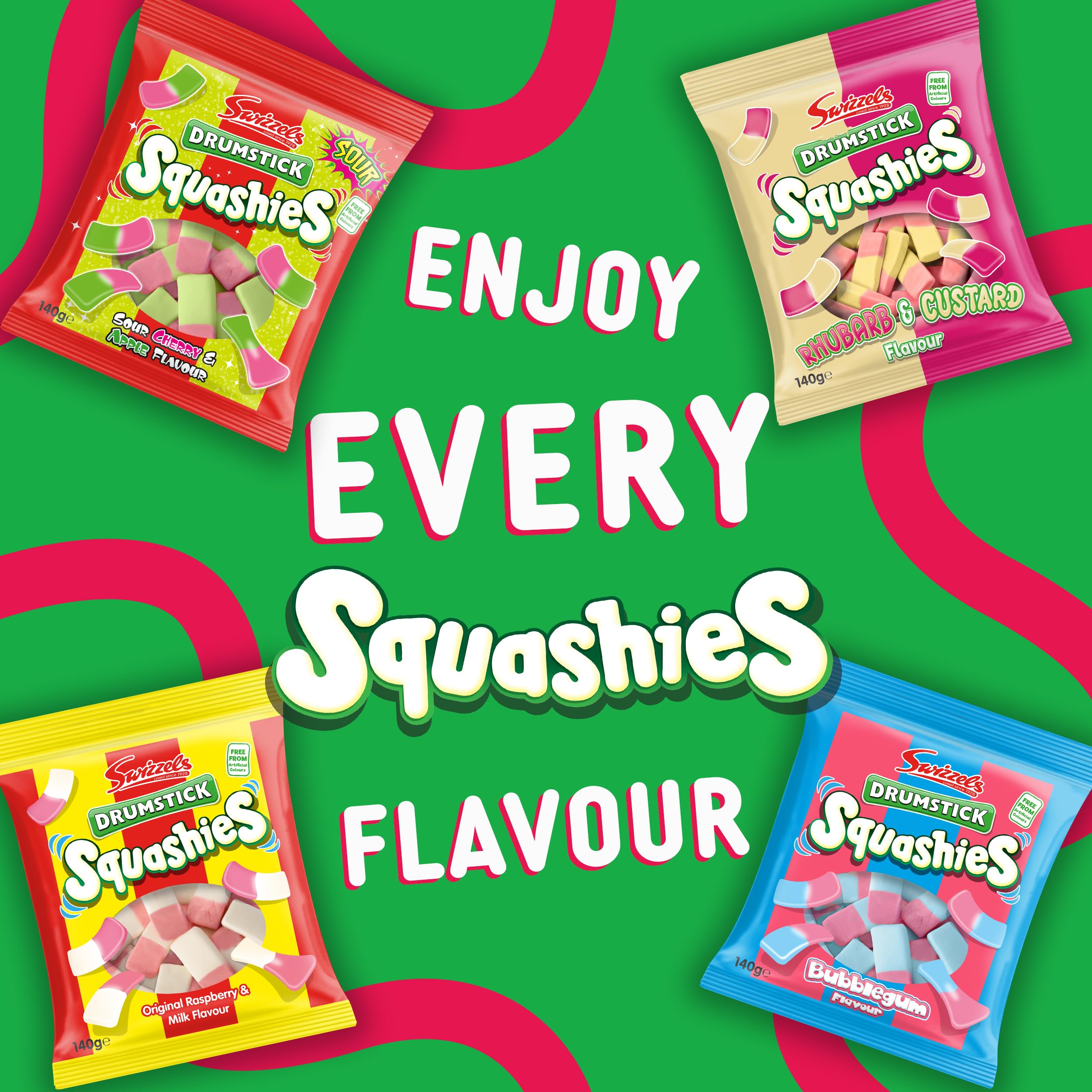 Swizzels Squashies Sweets - Sour Apple and Cherry Flavour Chewy Gummy Candy | 140g Bag 7