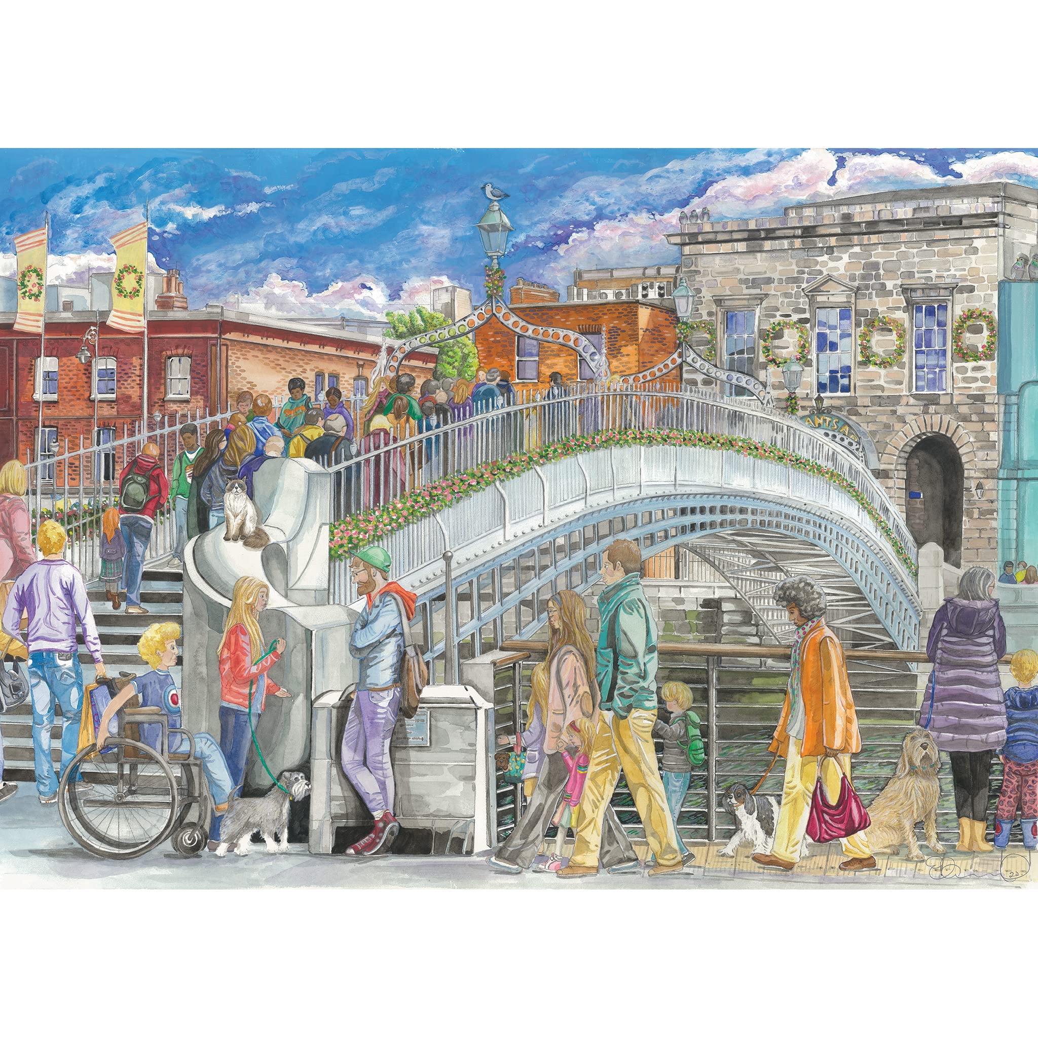 Gibsons Ha’penny Bridge 1000 Piece Jigsaw Puzzle | Dublin Landmark | Eco-Friendly Recycled Board 4