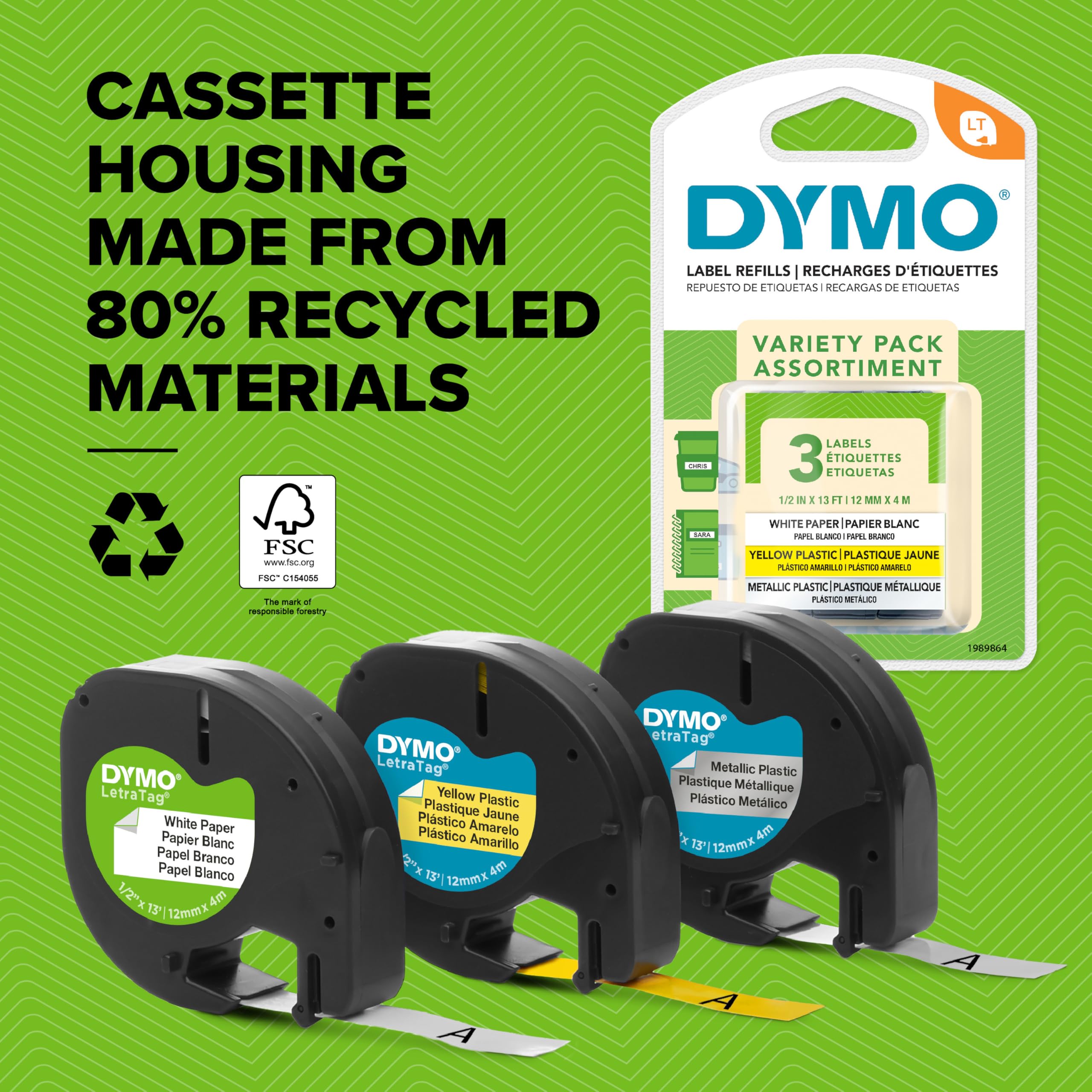 Dymo LetraTag Paper Labels | Black Print on White | 12 mm x 4 m Roll | Model 10697 6