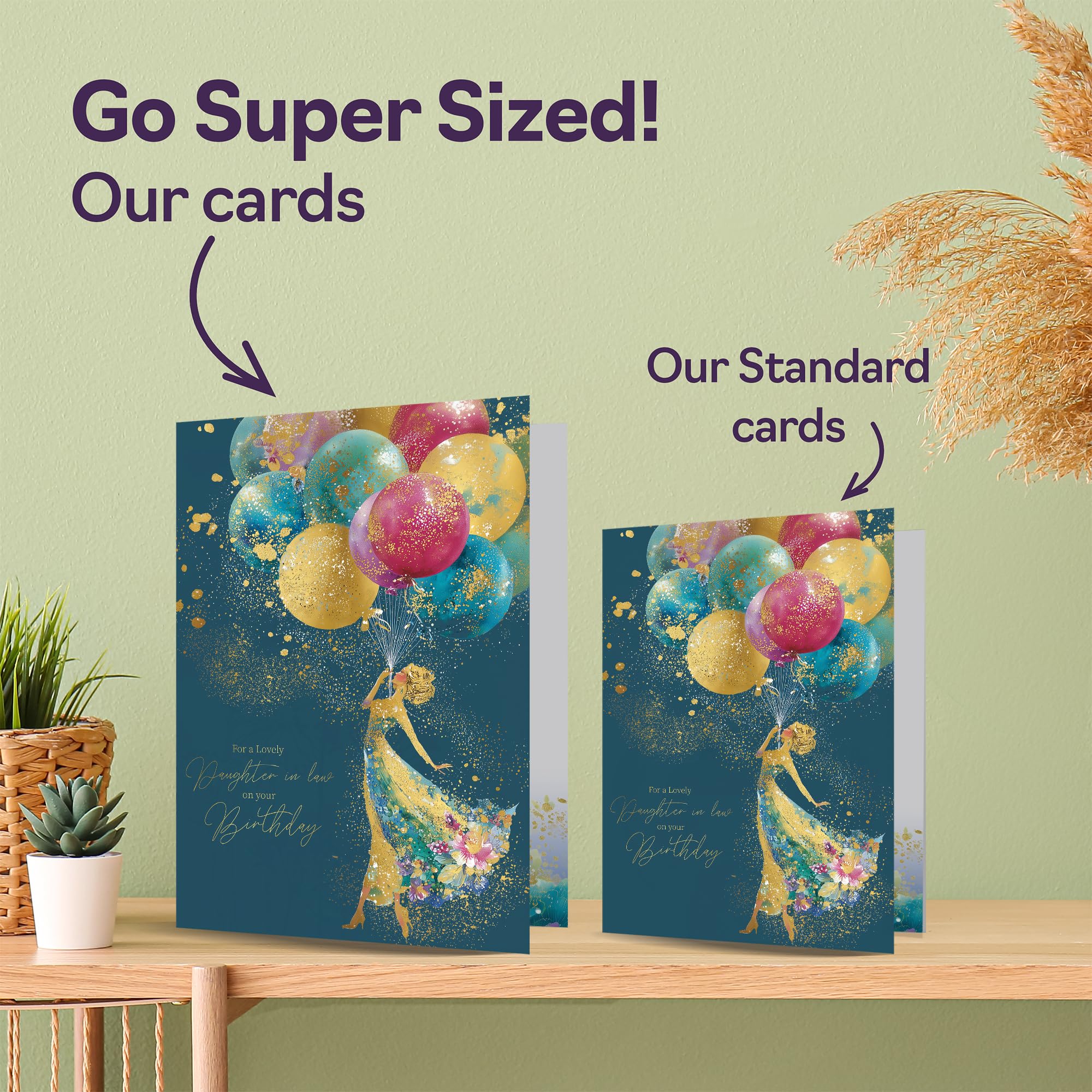 Giftzie Daughter in Law Birthday Card - Gold Silhouette Balloons | 127mm x 178mm | Uncoated Interior 3