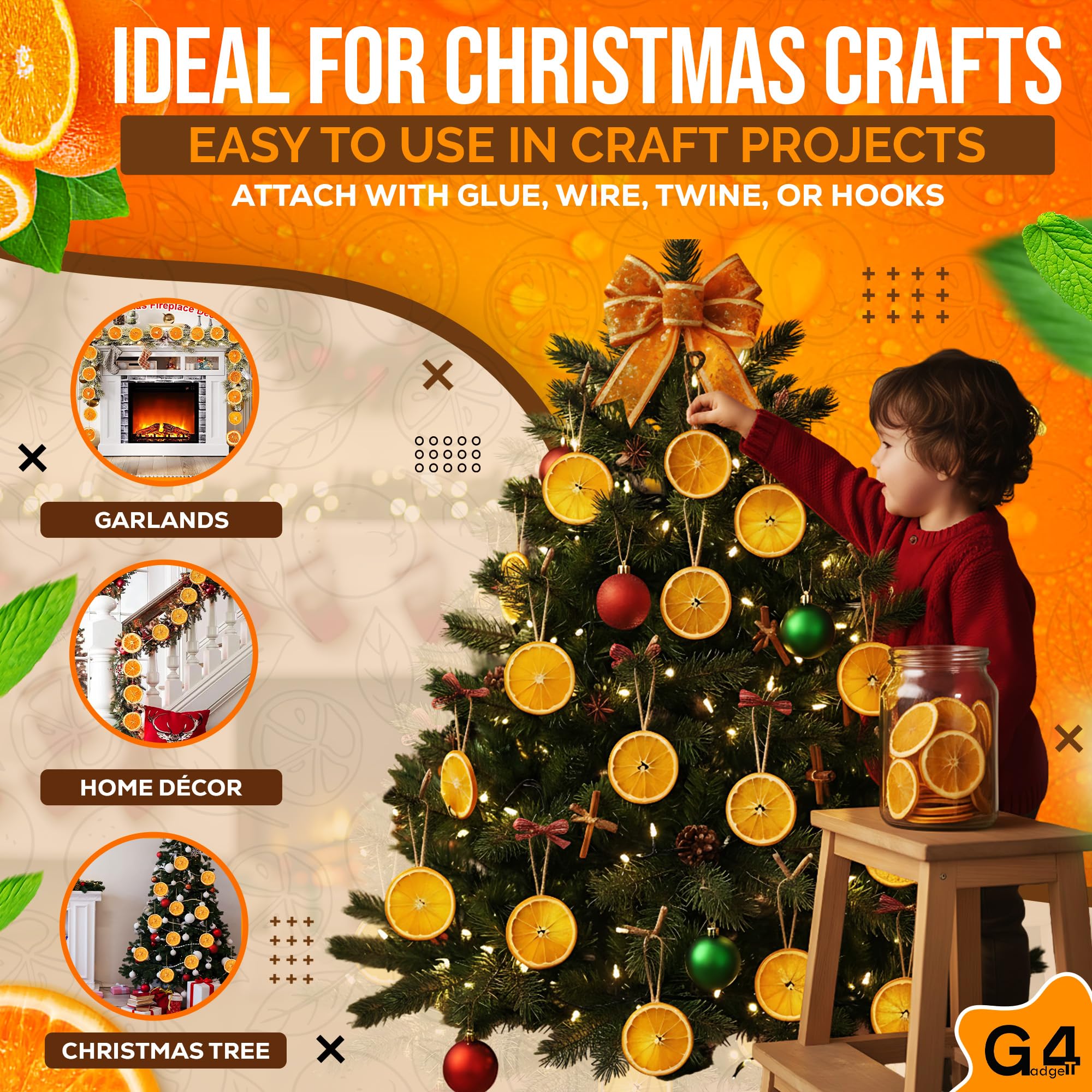 G4GADGET Dried Orange Slices - Approx. 15 Slices | 4-5cm Diameter | For Decoration Only 5