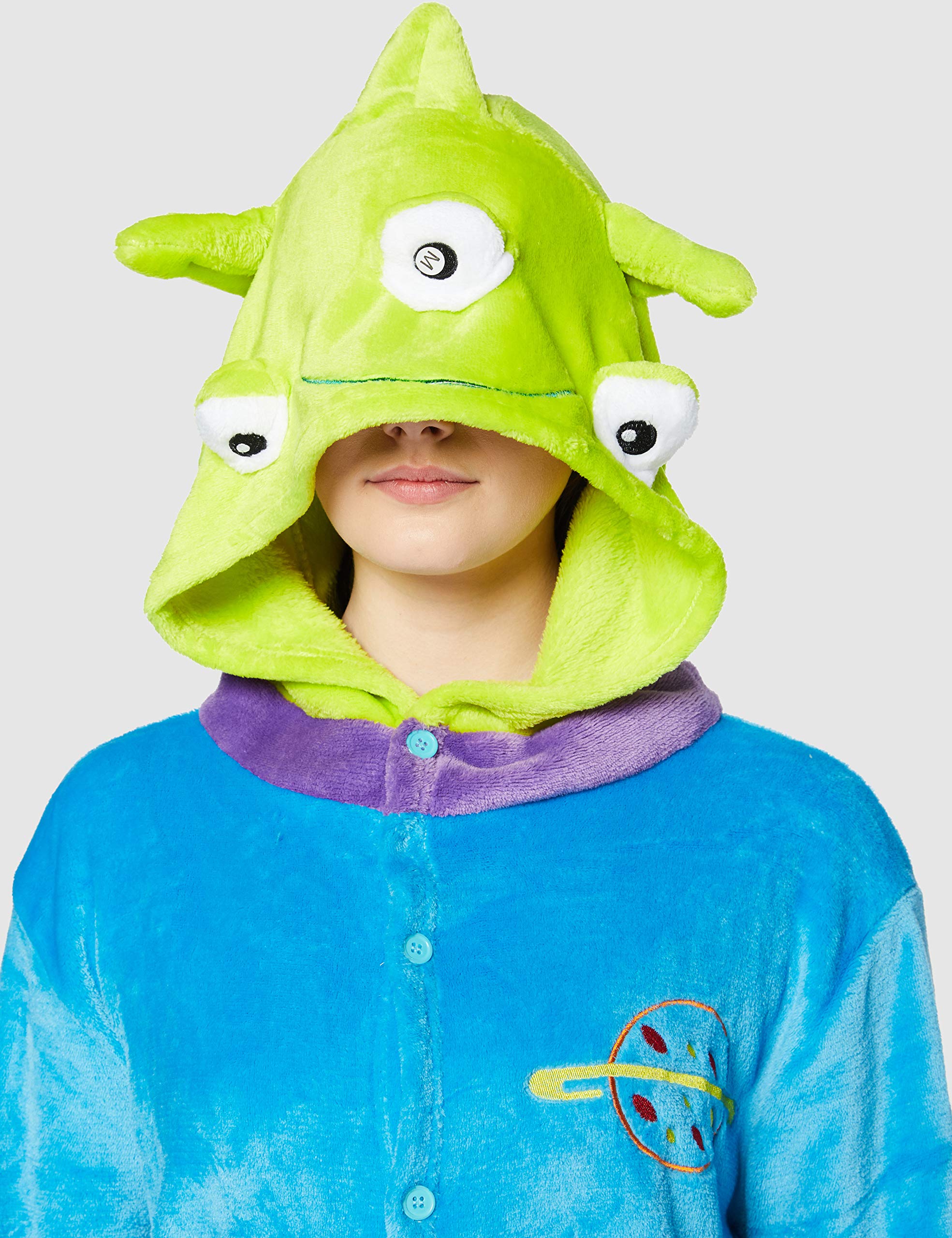 Everglamour Unisex Flannel Fleece Alien Monster Cartoon Onesie Costume | Blue | Size M (160-170 cm) 2