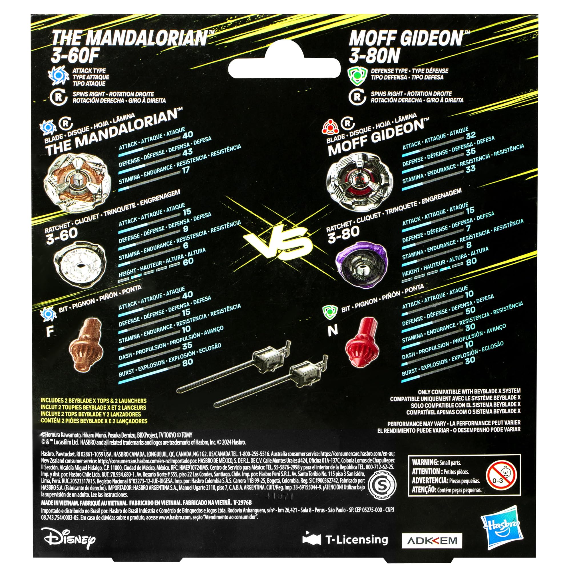 Beyblade X Star Wars Collab The Mandalorian 3-60F vs. Moff Gideon 3-80N Multipack Set