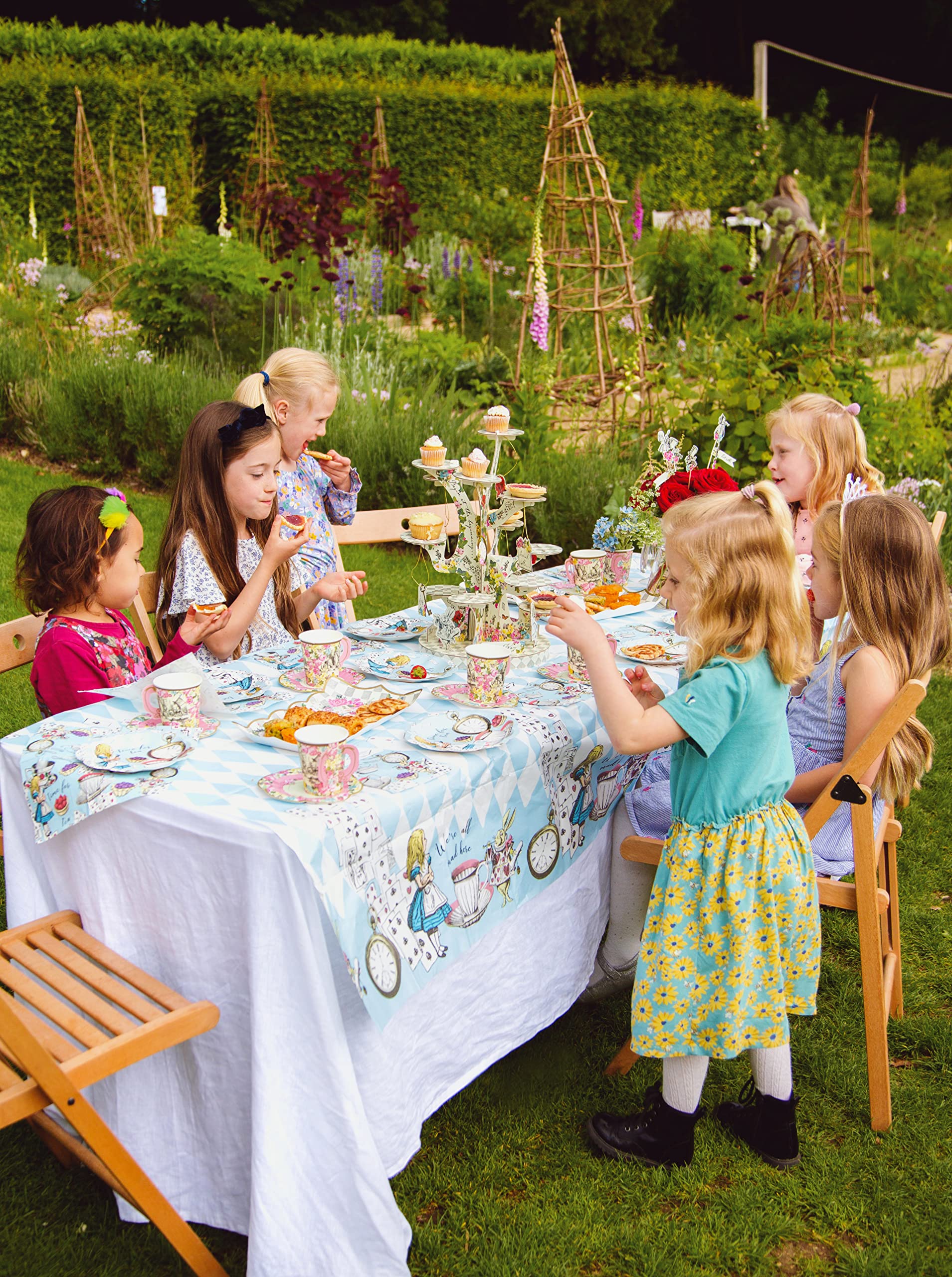 Talking Tables Alice in Wonderland Paper Table Cover - Disposable for Tea Parties | 180 x 120 cm Blue 2
