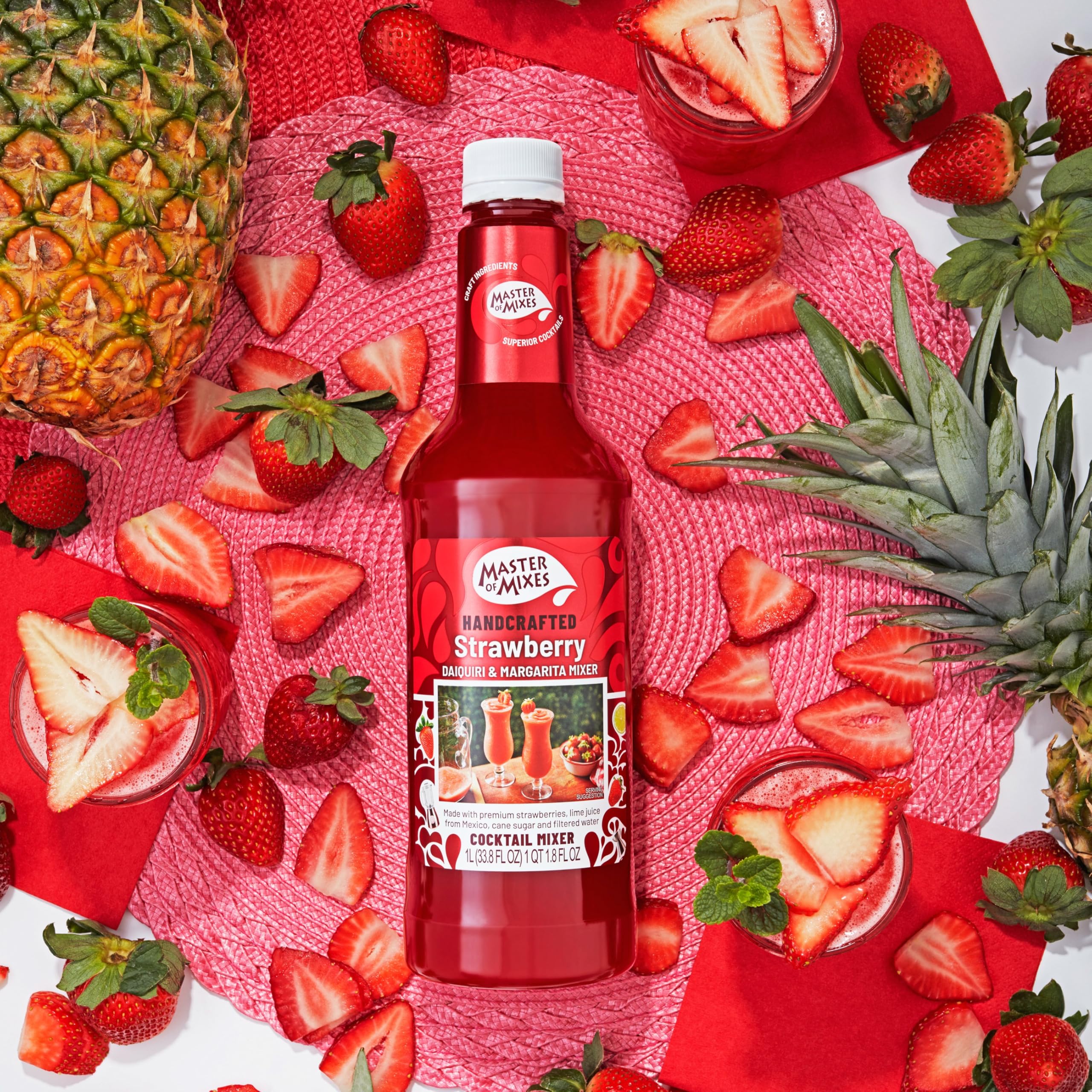 Master of Mixes Strawberry Daiquiri Cocktail Mixer - 1 Litre | Made with Real Strawberries & Lime Juice 7