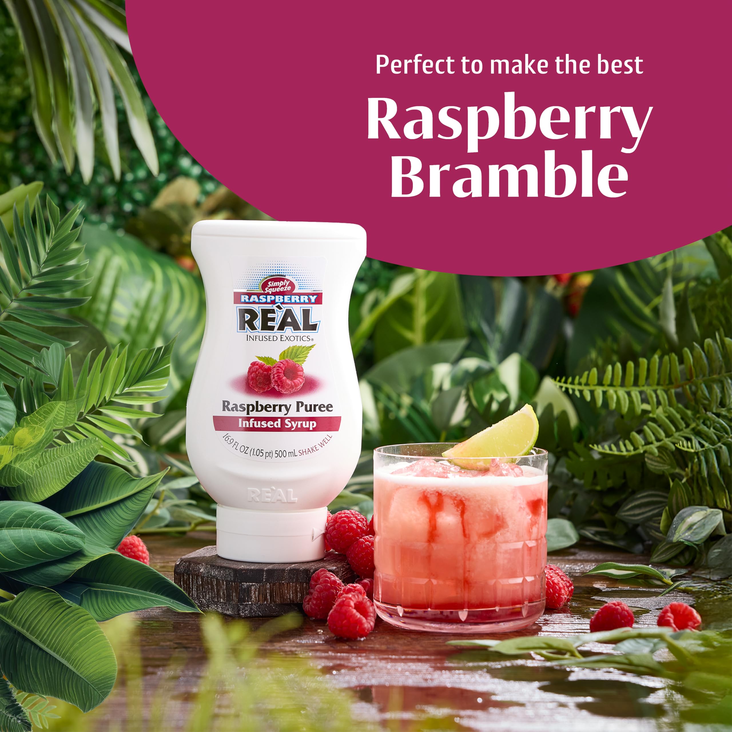 Reàl Infused Exotics Raspberry Puree Infused Fruit Syrup - 40% Real Raspberries | 500ml Squeezy Bottle 3