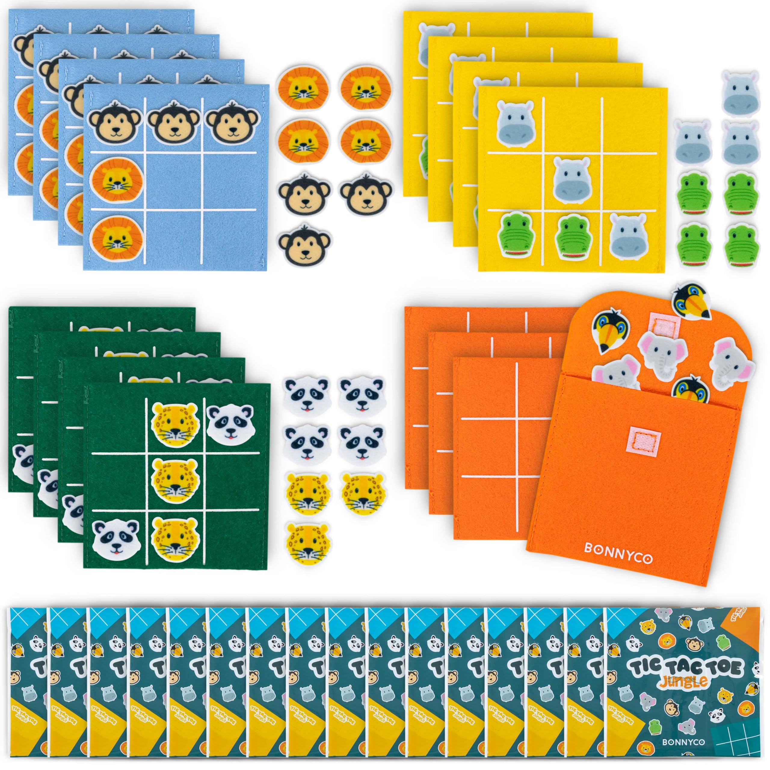 BONNYCO Jungle Animals Tic Tac Toe - 16 Pack Party Favors for Kids 1