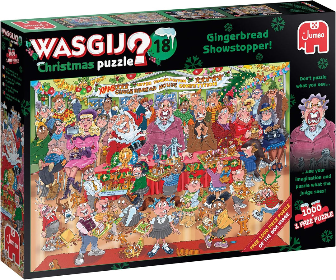 Jumbo Wasgij Christmas 18 Gingerbread Showstopper 2000-Piece Jigsaw Puzzle Set for Adults