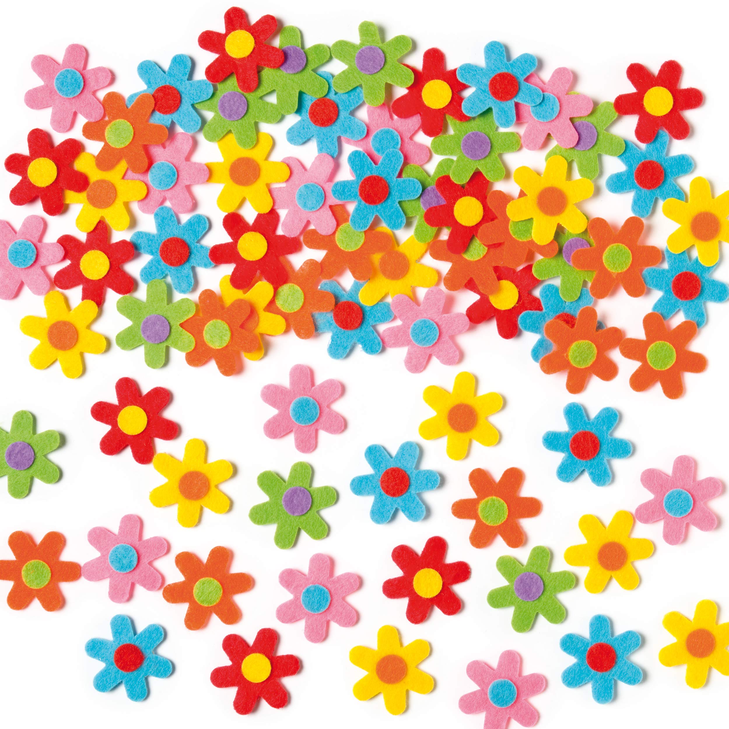 Baker Ross Self Adhesive Flower Felt Stickers (EV1563) - 200 Pack, 30mm, Assorted Colors 1