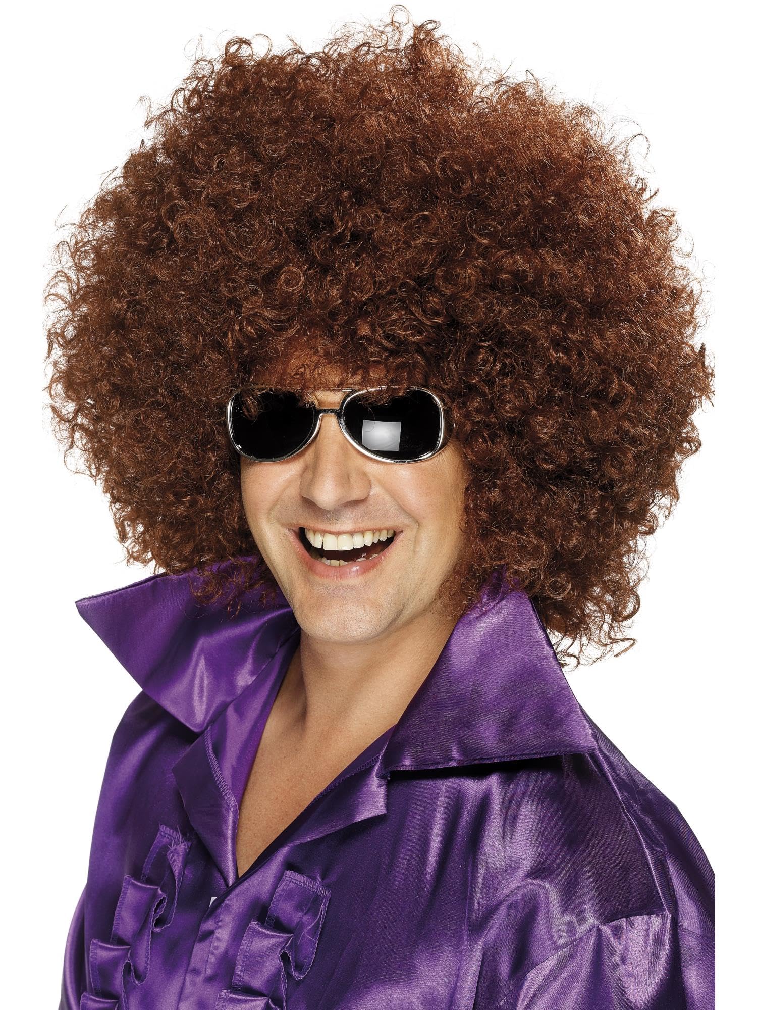 Smiffys Afro Wig - Mega-Huge Brown Style for 1970's Disco Dress Up | Adult Size 1