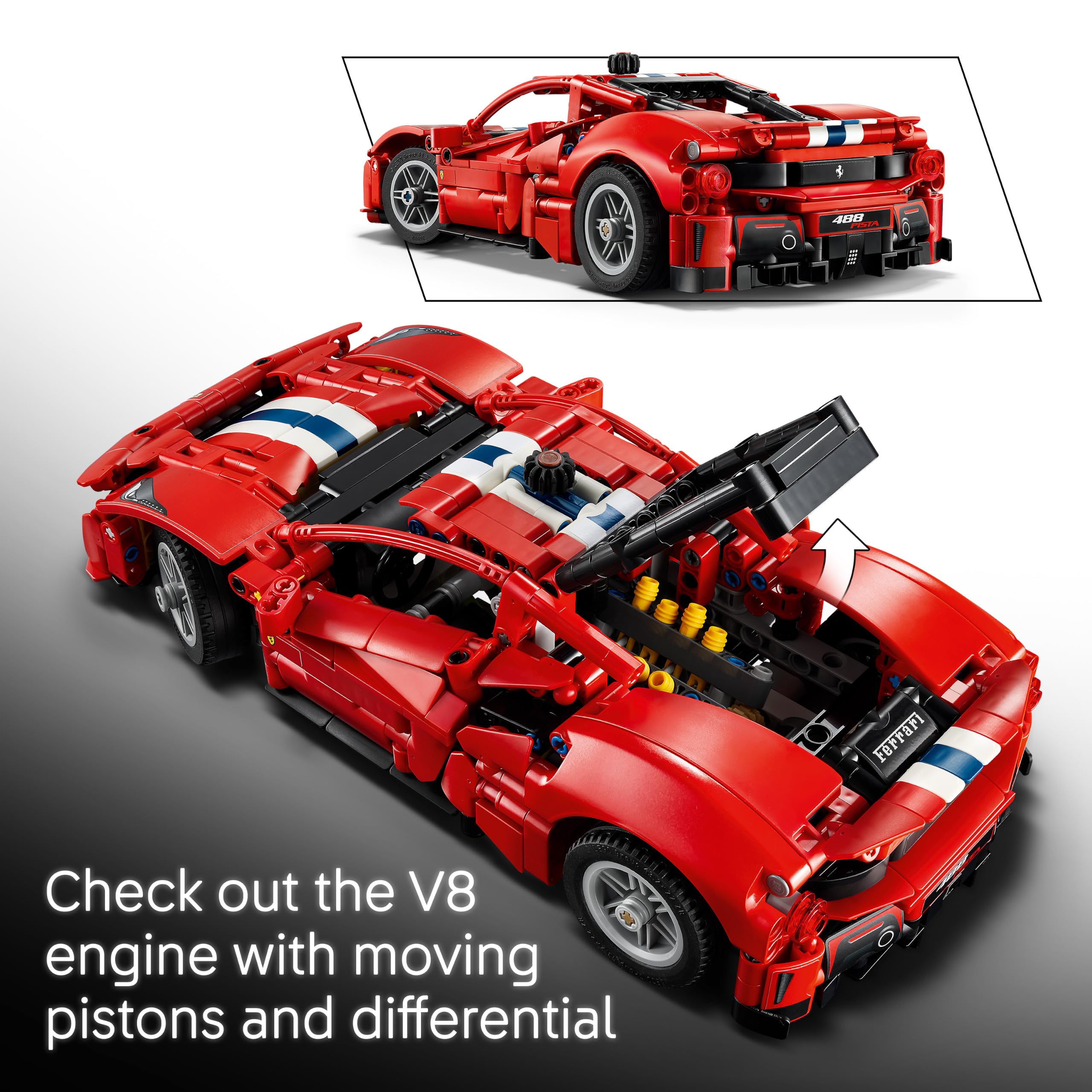 LEGO Technic Ferrari 488 PISTA Car Building Set - V8 Engine, Steering, Opening Doors | Ages 9+ 3