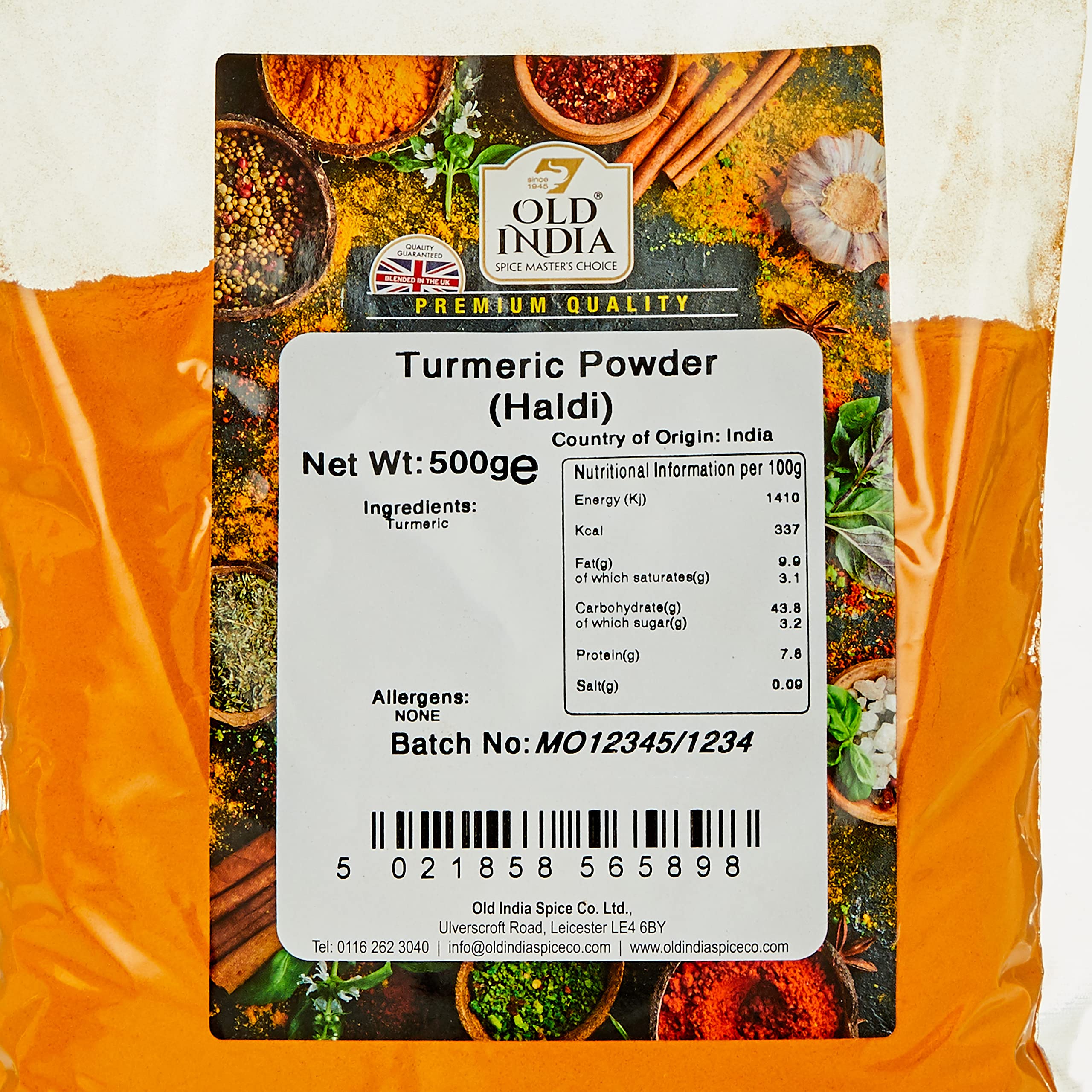 Old India Turmeric Powder (Haldi) - 100% Natural & Additive Free | 500g
