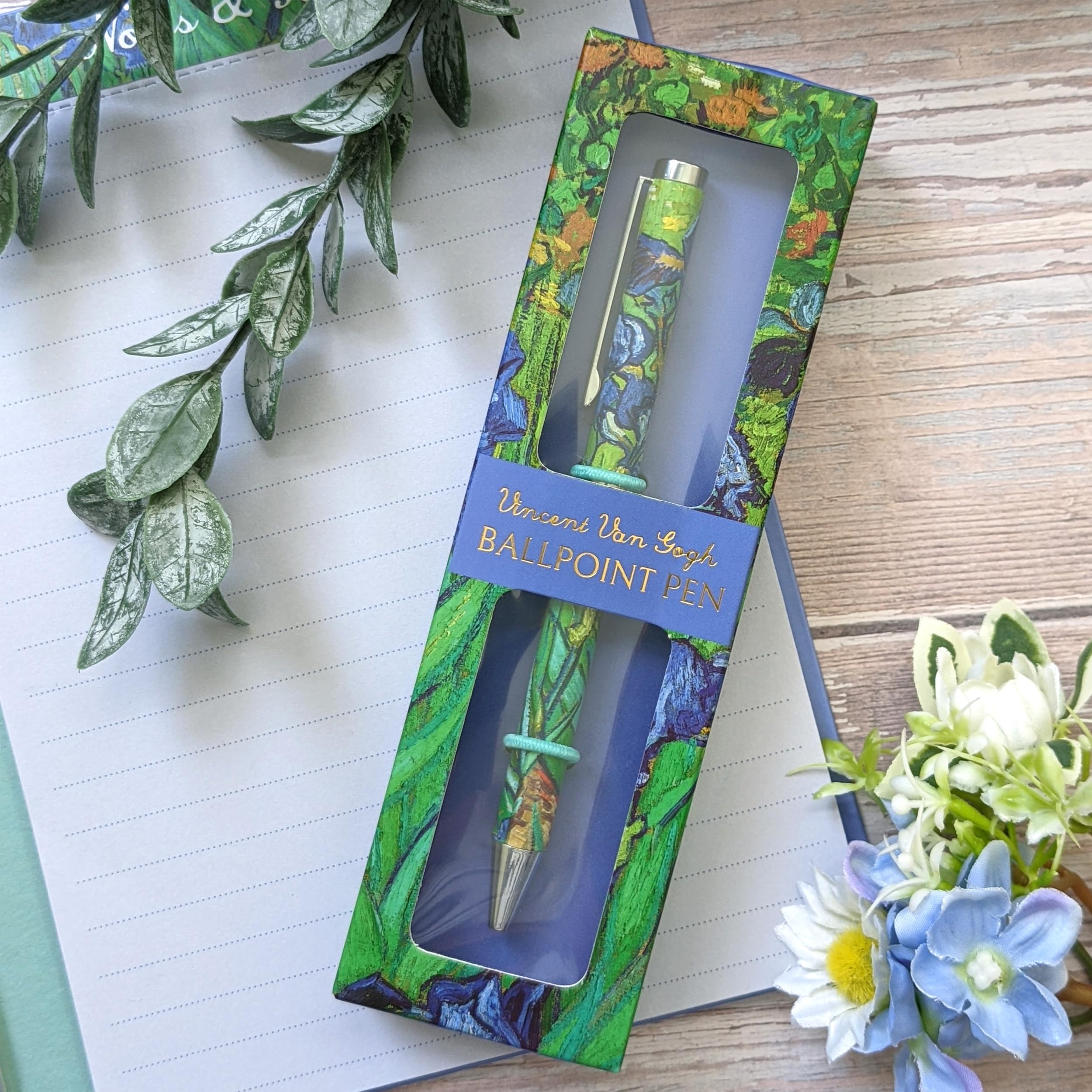 Robert Frederick Van Gogh Irises Retractable Ballpoint Pen - Smooth Black Ink | Gift Box Included 2