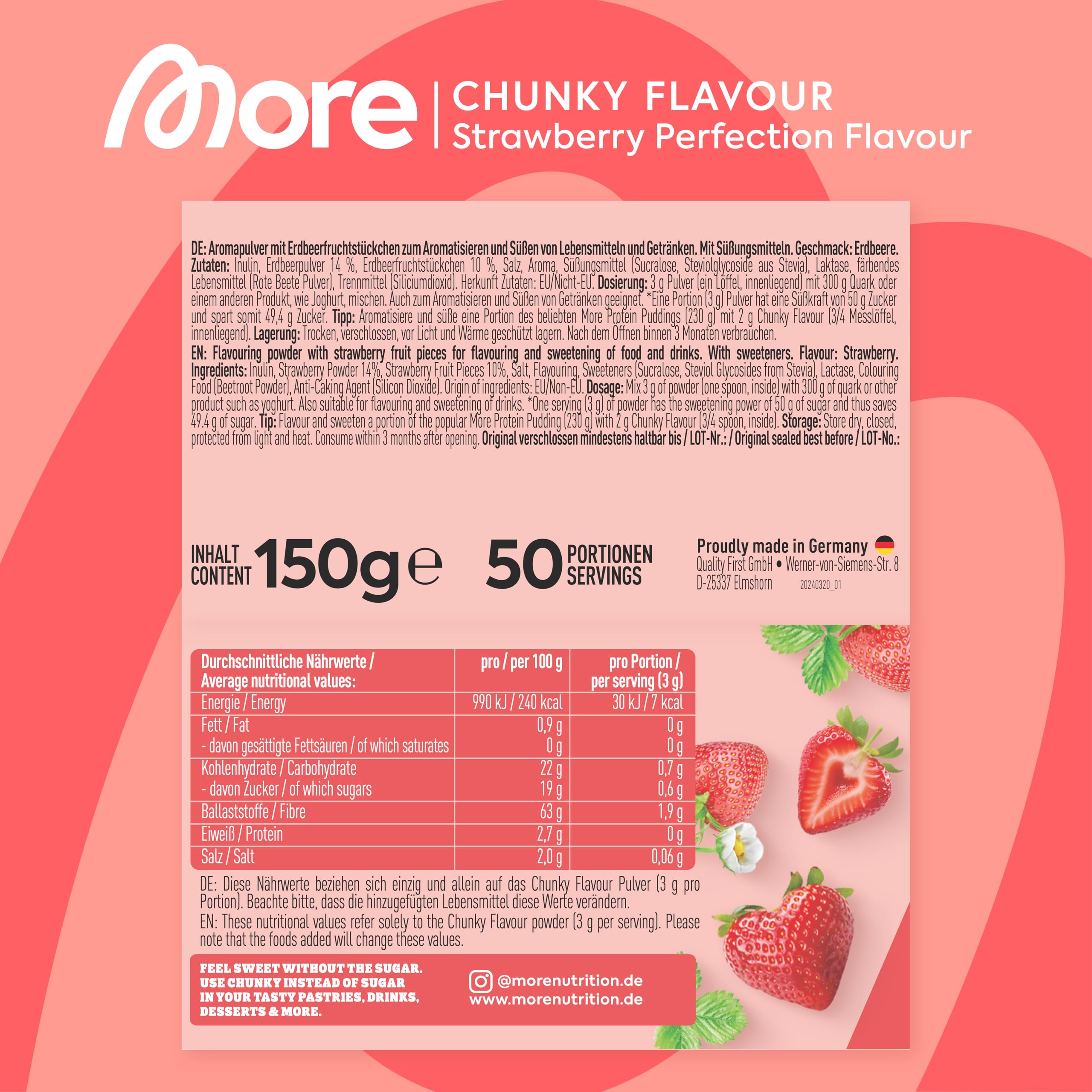 MORE Nutrition Chunky Flavour Strawberry Perfection 150g 6