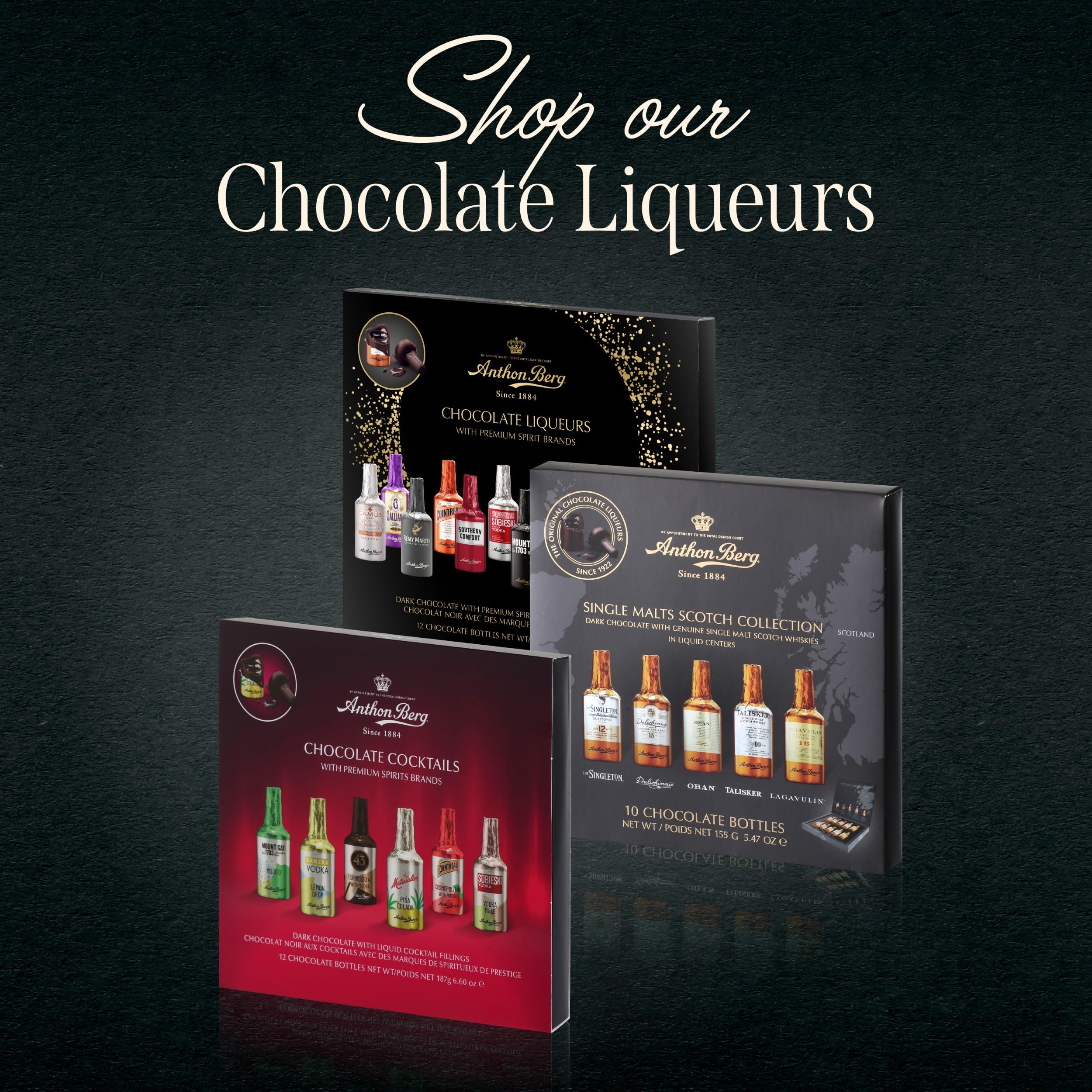 Anthon Berg 12 Dark Chocolate Cocktails with Famous Spirits Liqueurs 7