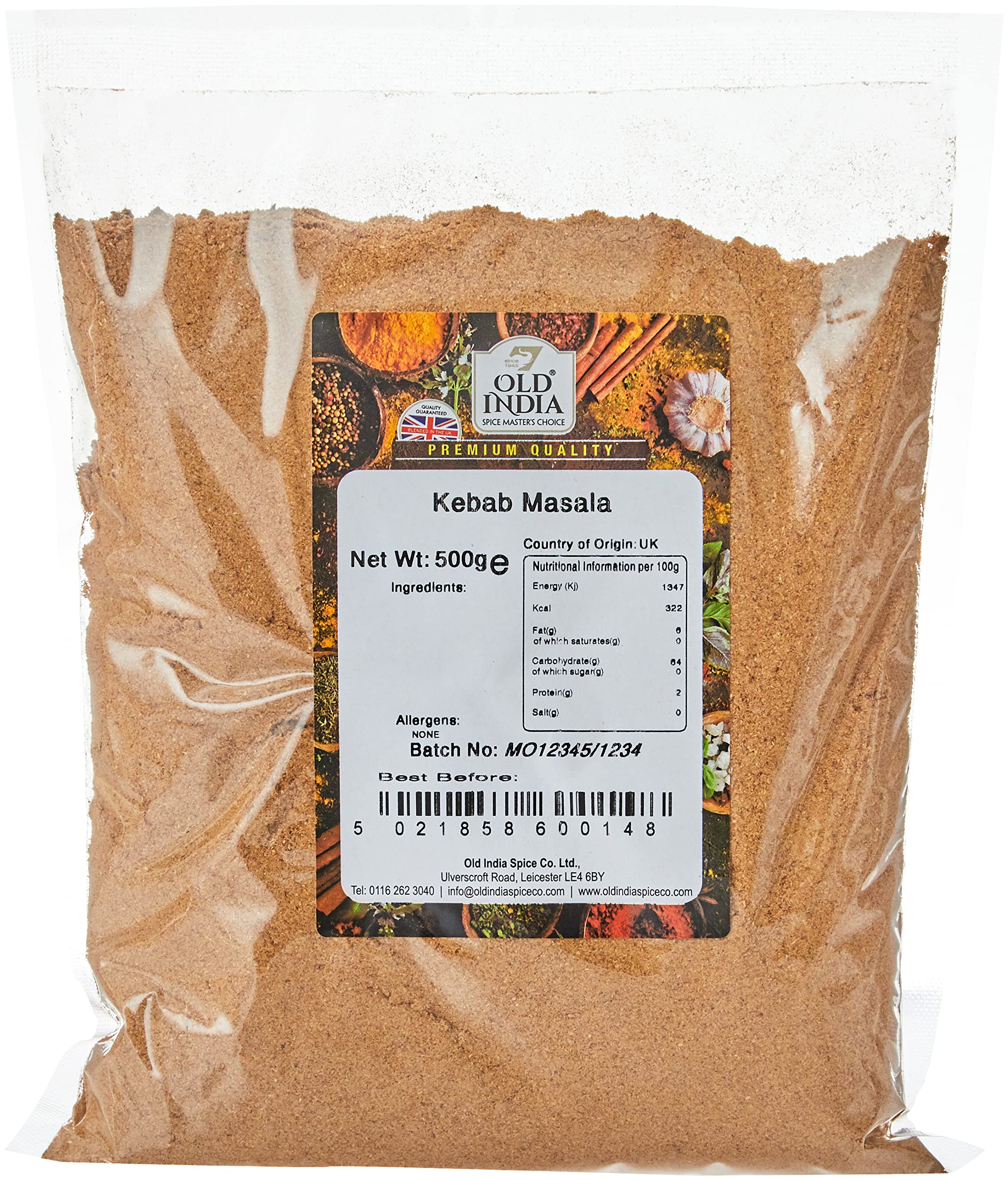 Old India Kebab Masala 500g - Indian Seasoning Blend for Curries, Vegetables & Stews