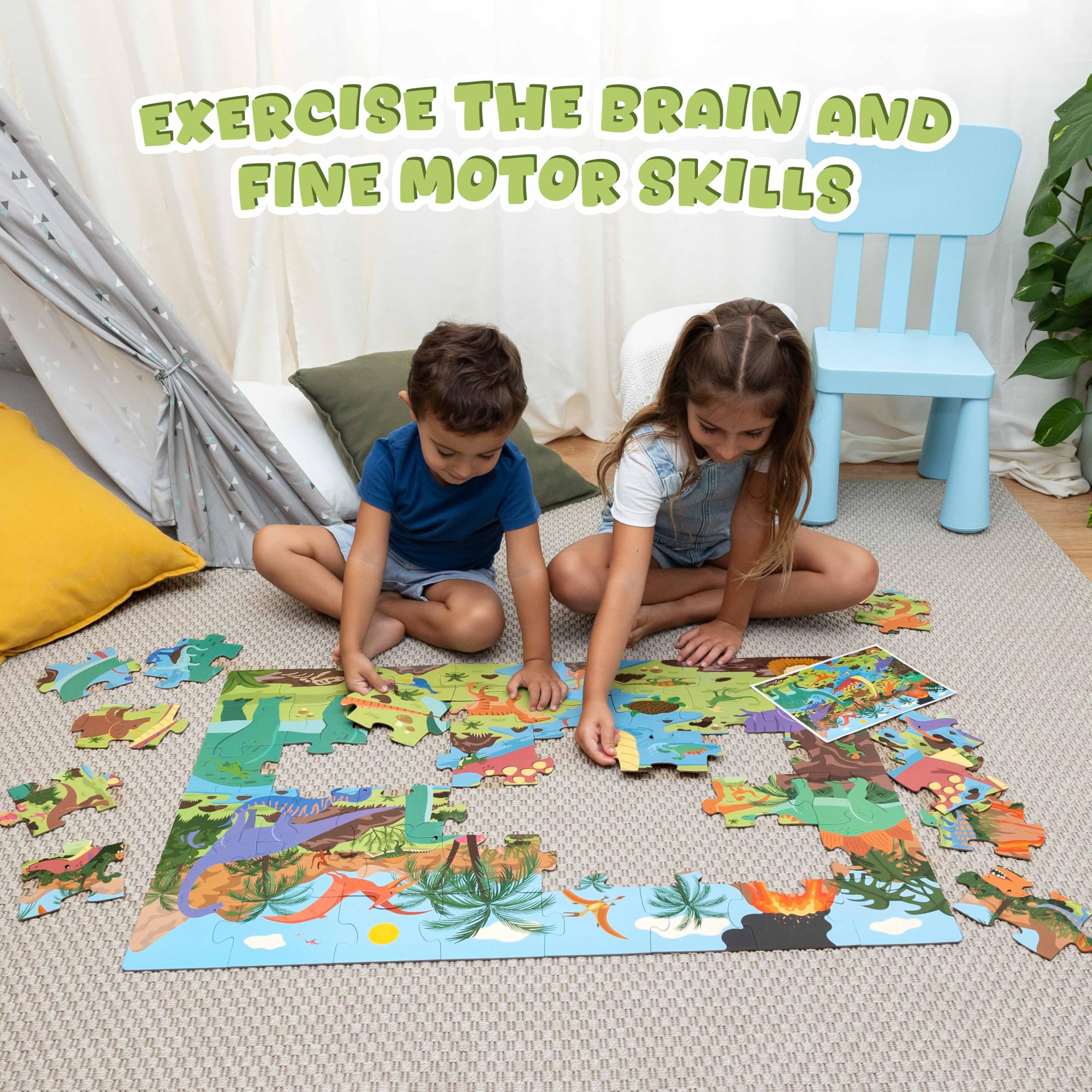 BONNYCO Giant Dinosaur Floor Puzzle - 48 Large Pieces, Ages 2+ 8
