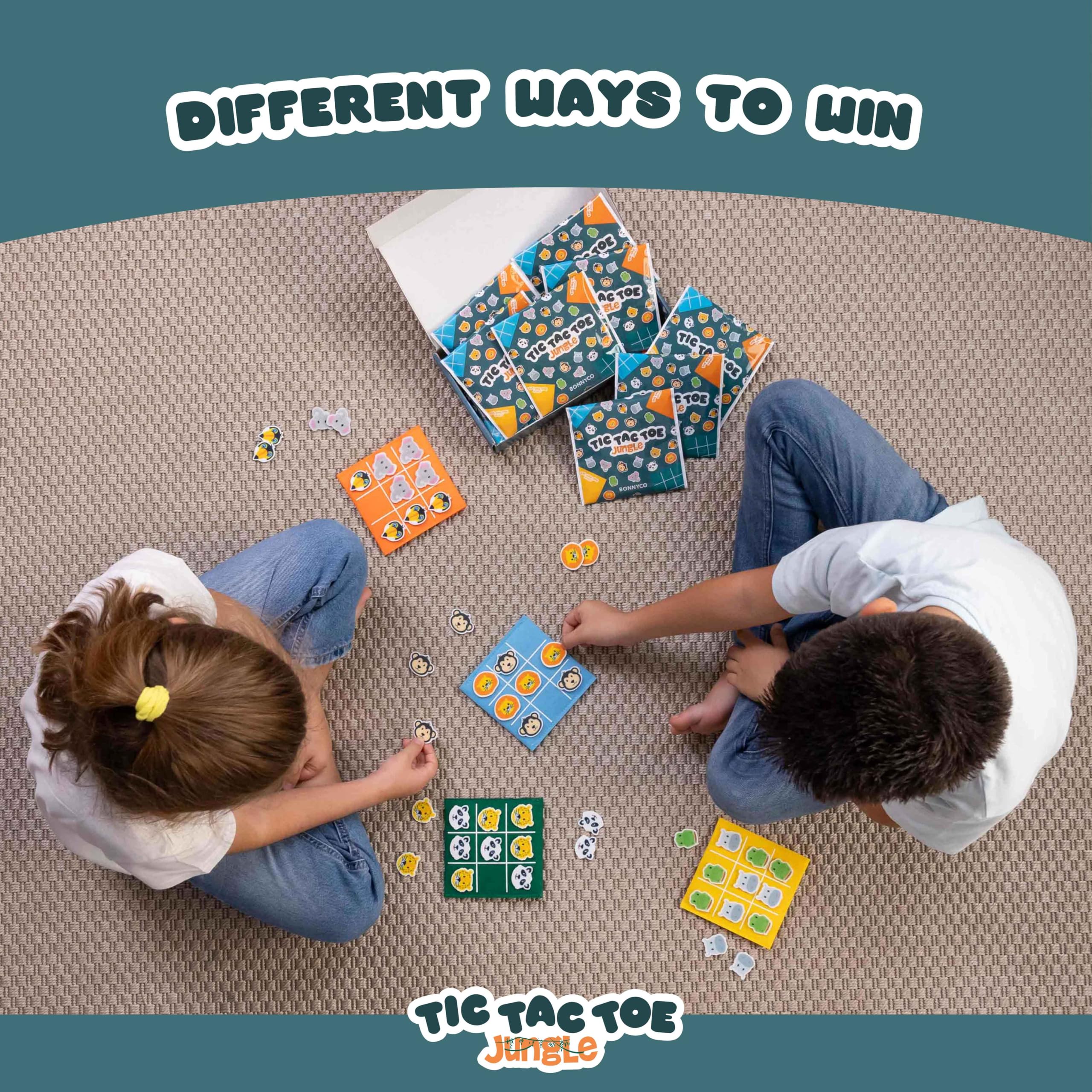 BONNYCO Jungle Animals Tic Tac Toe - 16 Pack Party Favors for Kids 6