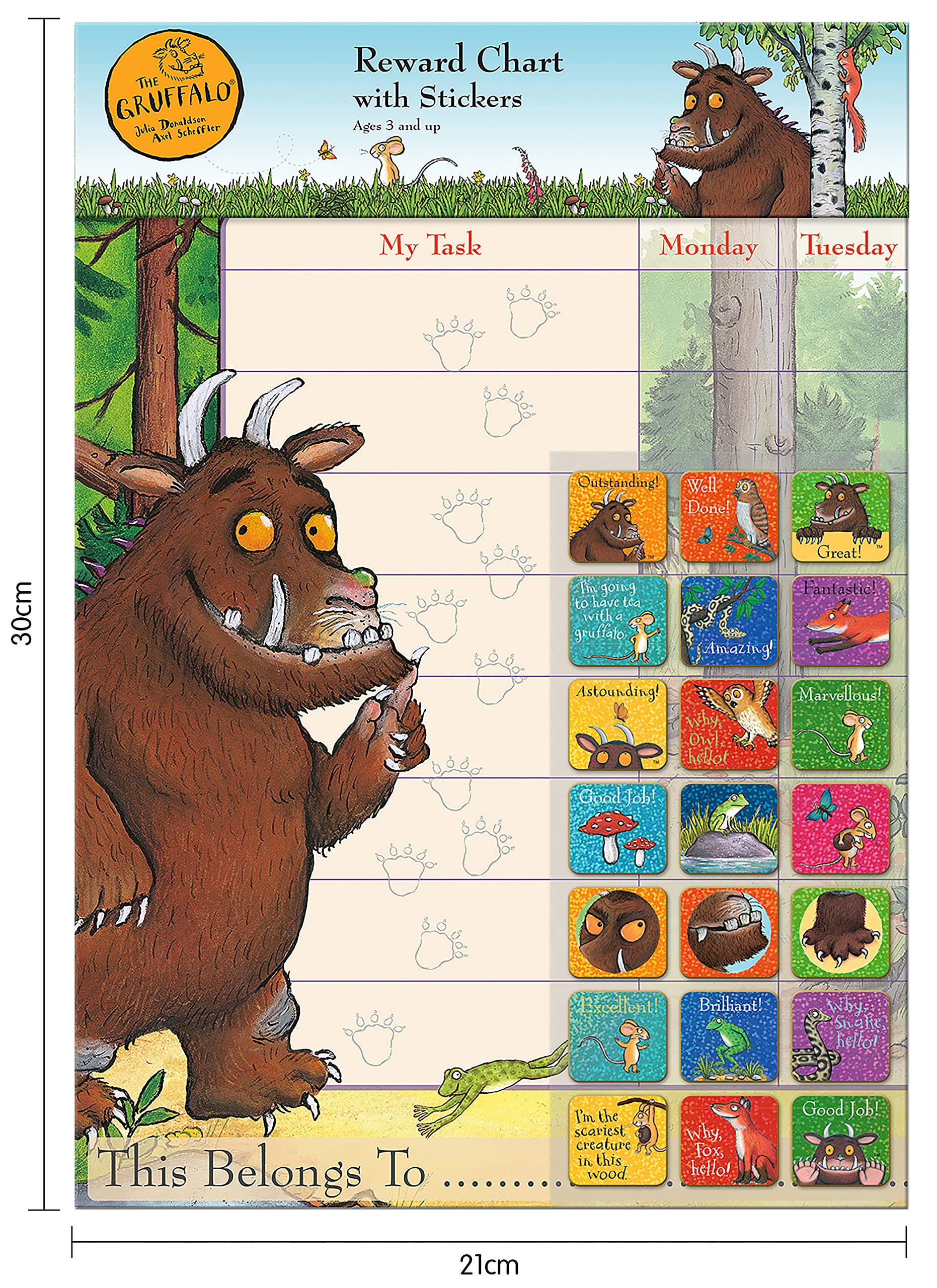 Paper Projects The Gruffalo Reward Chart and Sparkly Stickers | Ages 3+ 5