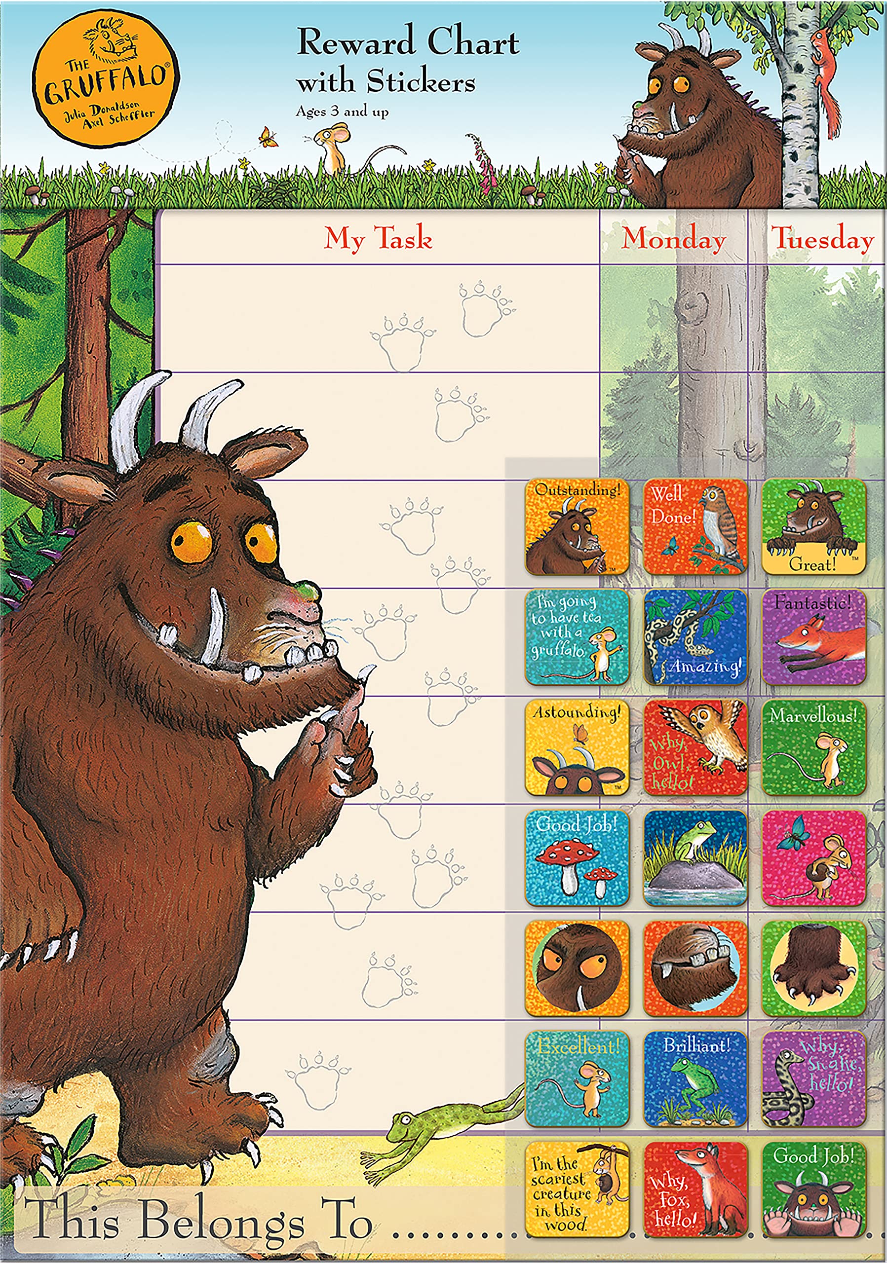Paper Projects The Gruffalo Reward Chart and Sparkly Stickers | Ages 3+