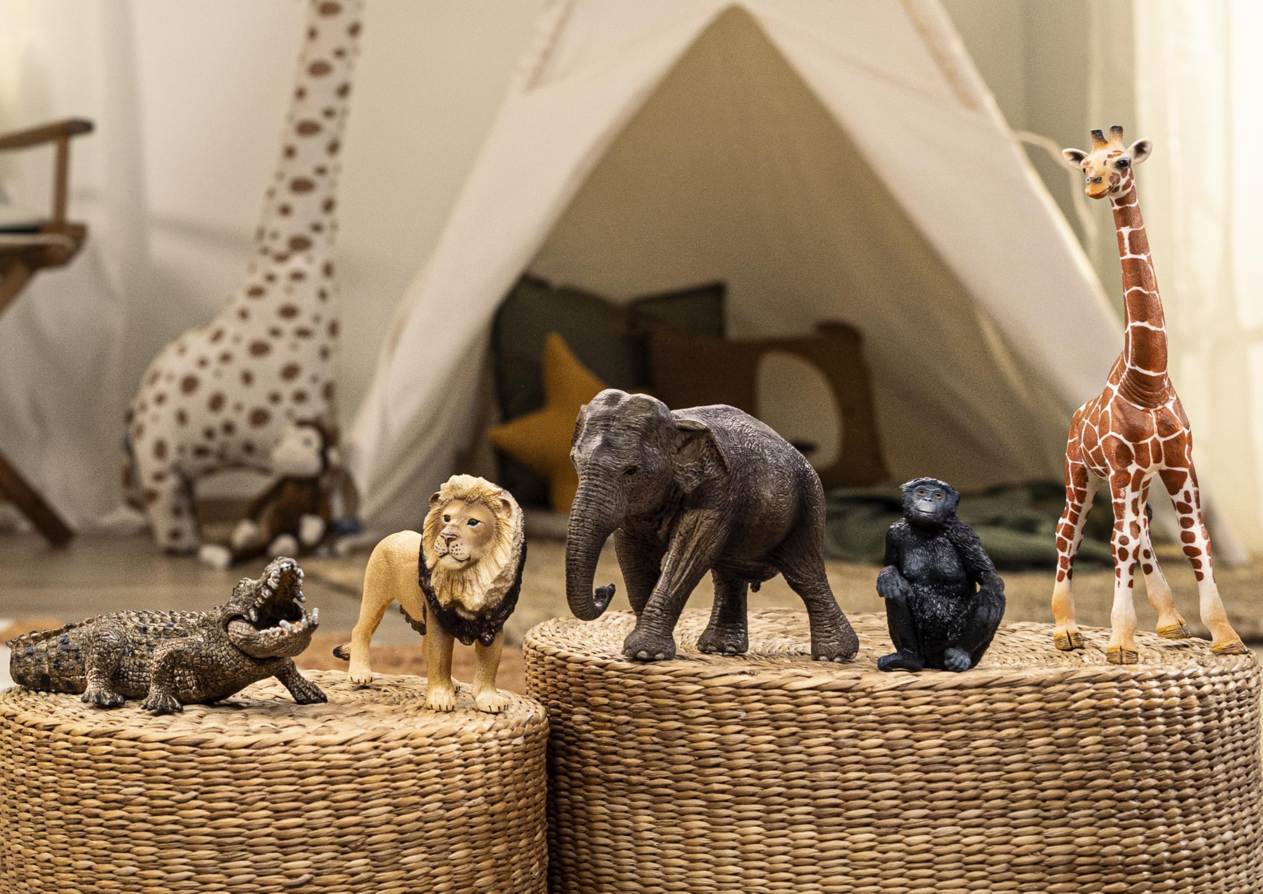 Schleich WILD LIFE - 5PC African Animal Toy Playset with Lion, Elephant, Monkey, Alligator, Giraffe | Ages 3+ 2