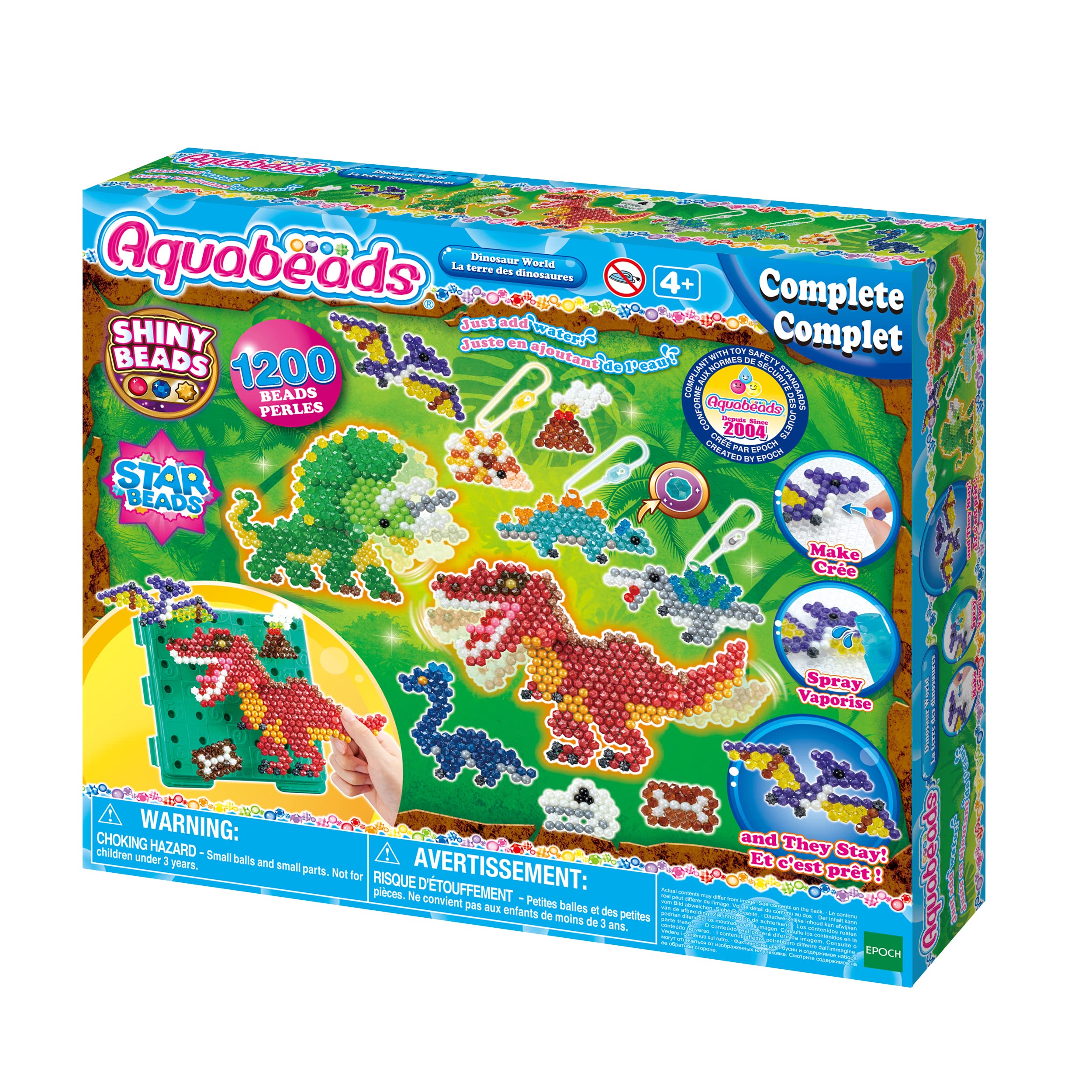Aquabeads Dinosaur World Art & Craft Bead Kit | 1200 Beads in 28 Colors | Ages 4+