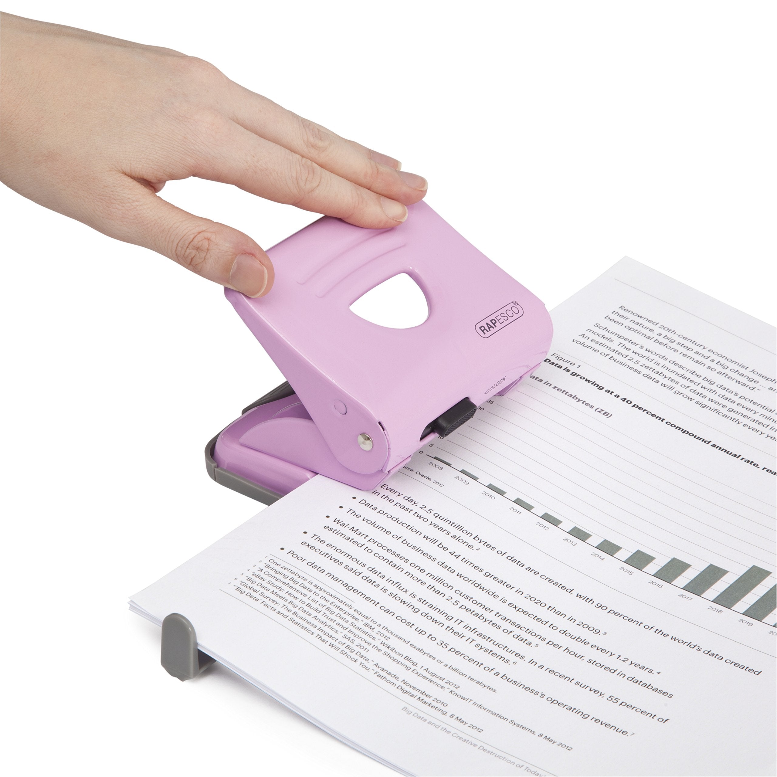 RAPESCO 1358 2-Hole Metal Punch - 25 Sheet Capacity | Candy Pink | 80mm Standard Distance