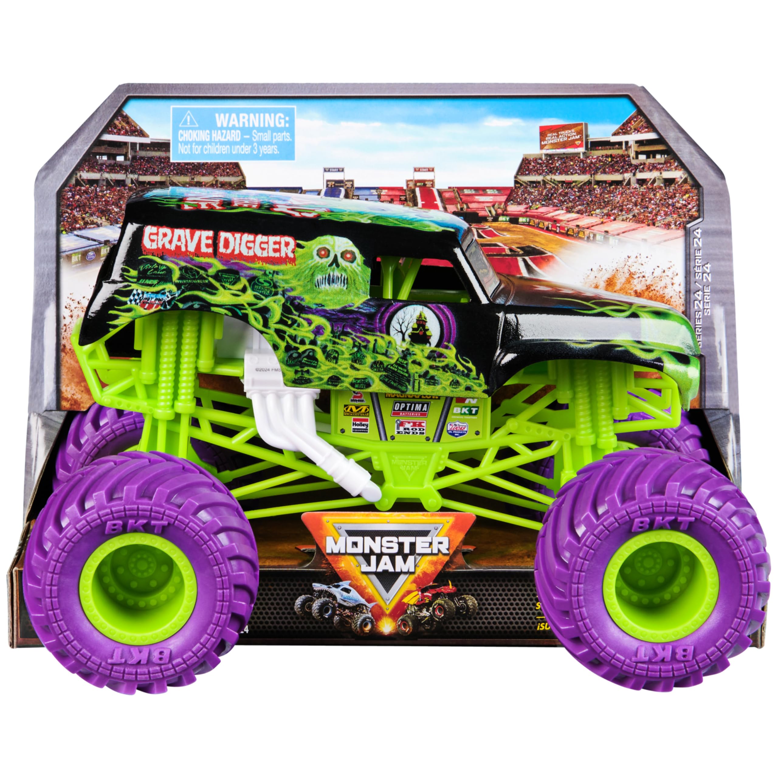 Monster Jam Grave Digger Official 1:24 Scale Die-Cast Monster Truck | Working Suspension