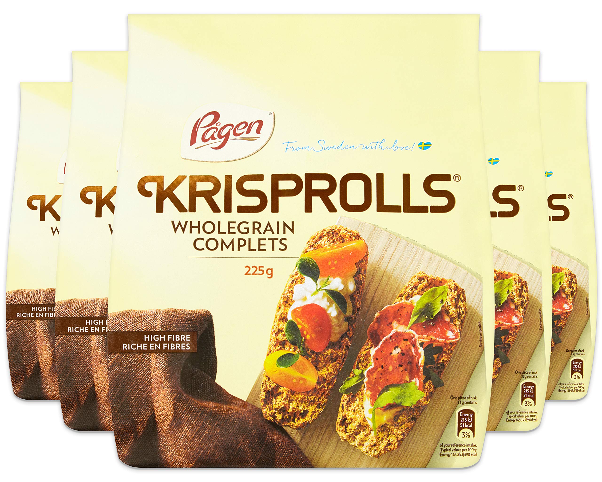 Pågen Krisprolls Wholegrain Swedish Toast Crackers | High Fibre Snack | 5 x 225g 1