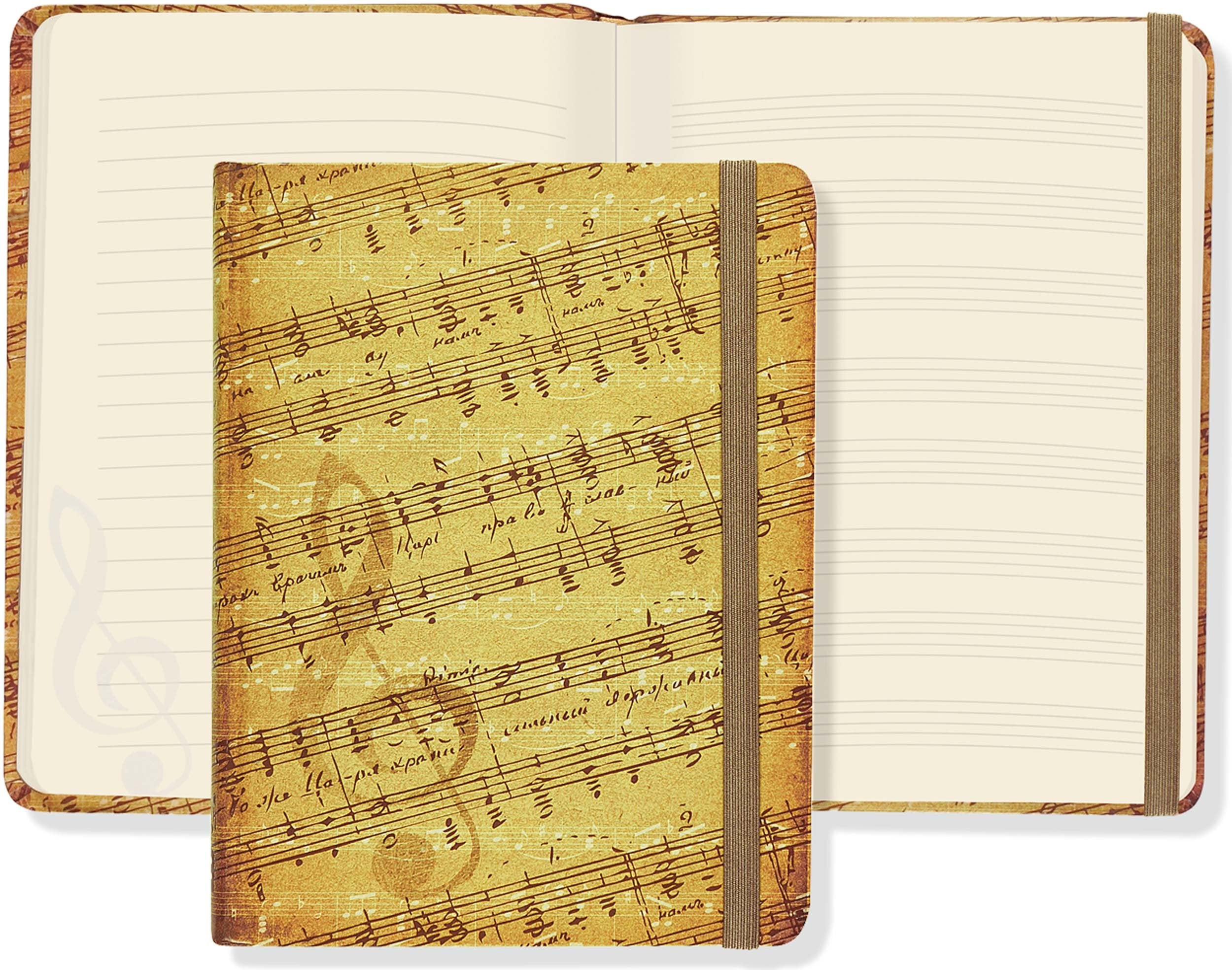 Peter Pauper Press Music Journal - Dual Page Layout | Acid-Free Paper | Elastic Closure