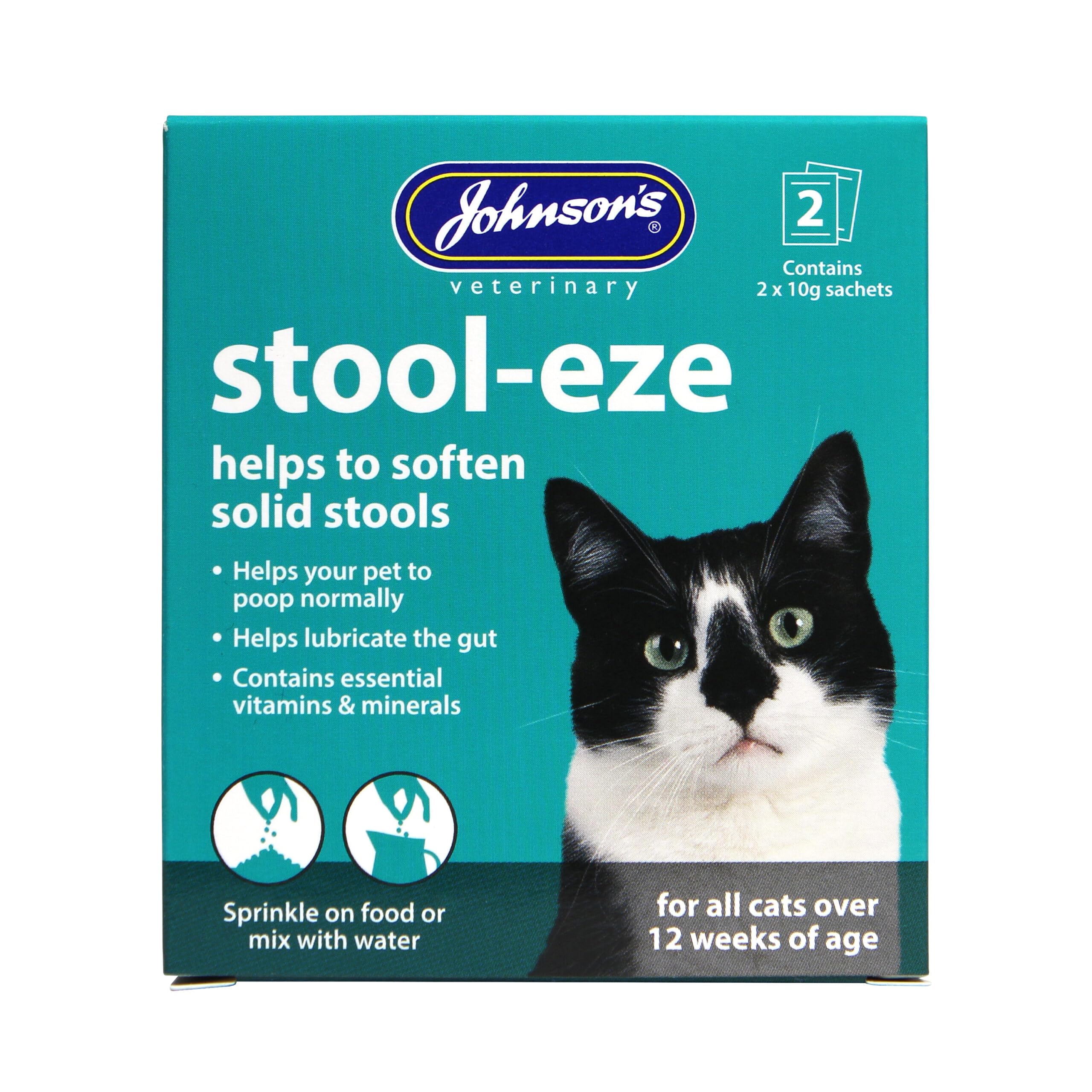 Johnson's Vet Products Stool-Eze - Soften Stools & Aid Digestion | 2 x 10g Sachets | Cat Digestive Remedy 1