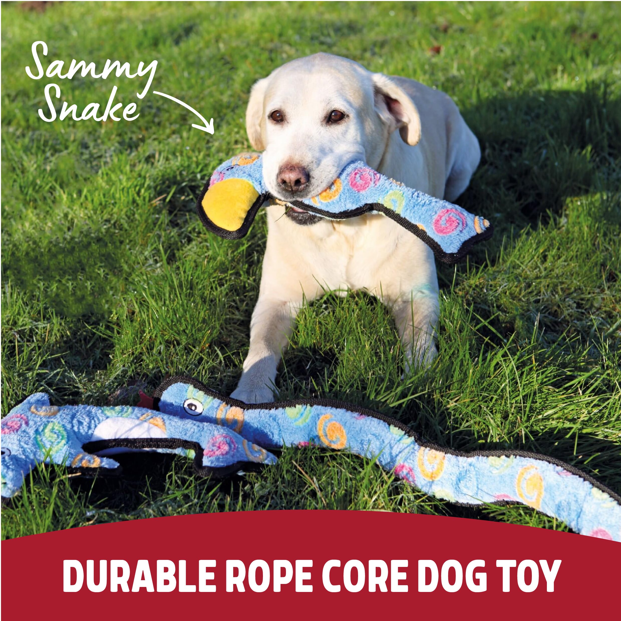 Rosewood Luxury Rope and Squeak Snake Plush Dog Toy | 69 cm Long | Durable for Tug & Chew