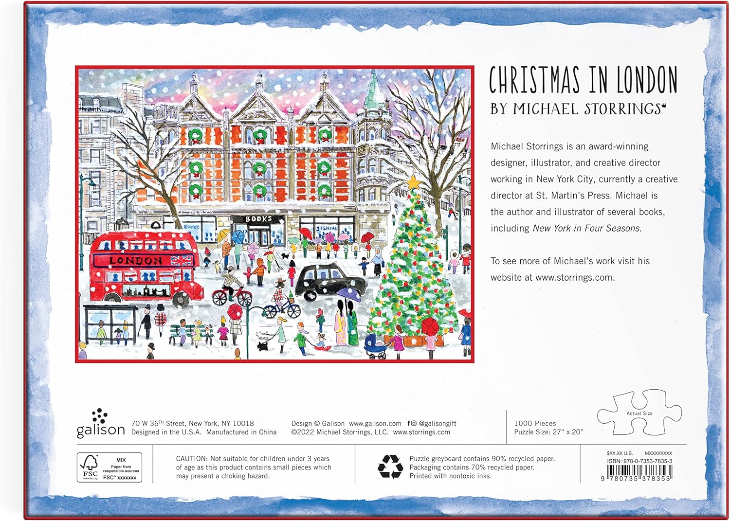 Galison Michael Storrings Christmas in London 1000 Piece Jigsaw Puzzle 4