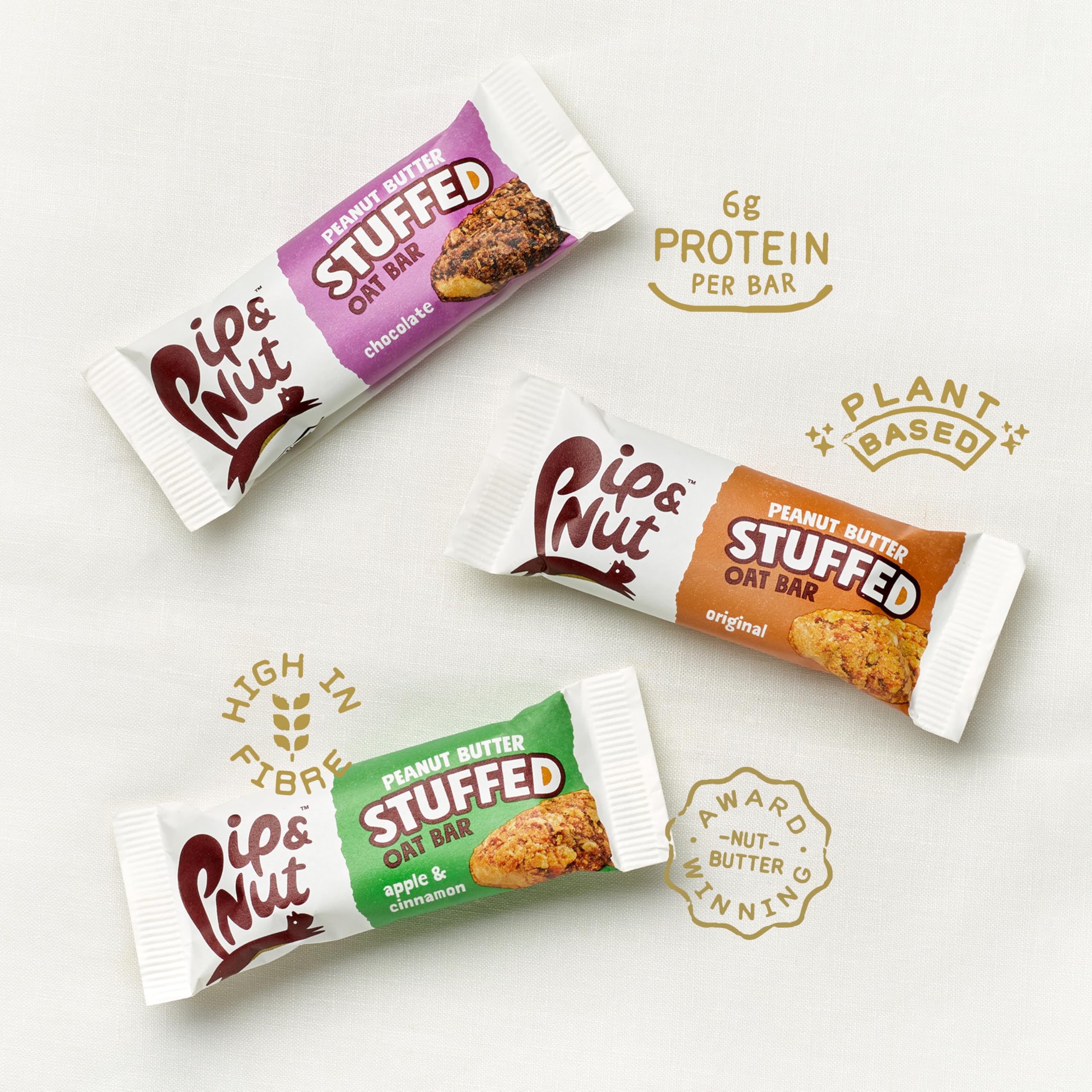 Pip & Nut Peanut Butter Stuffed Oat Bar Variety Pack - 15 Bars (Original, Chocolate, Apple & Cinnamon) 5