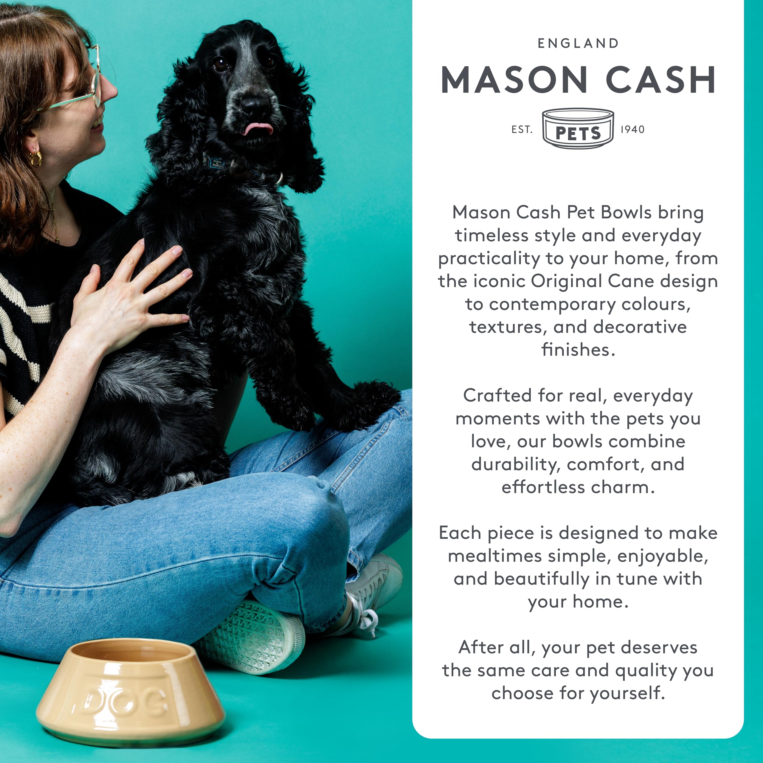 Mason Cash Reactive Paw Large Dog Bowl - 18cm Diameter, 950ml Capacity, Stoneware 8