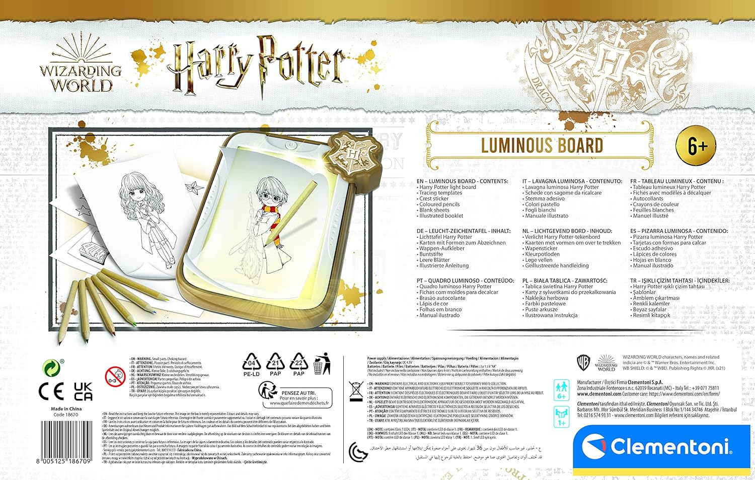 Clementoni Luminous Harry Potter Drawing Board - Trace & Create Magic Scenes for Kids 7+ 9