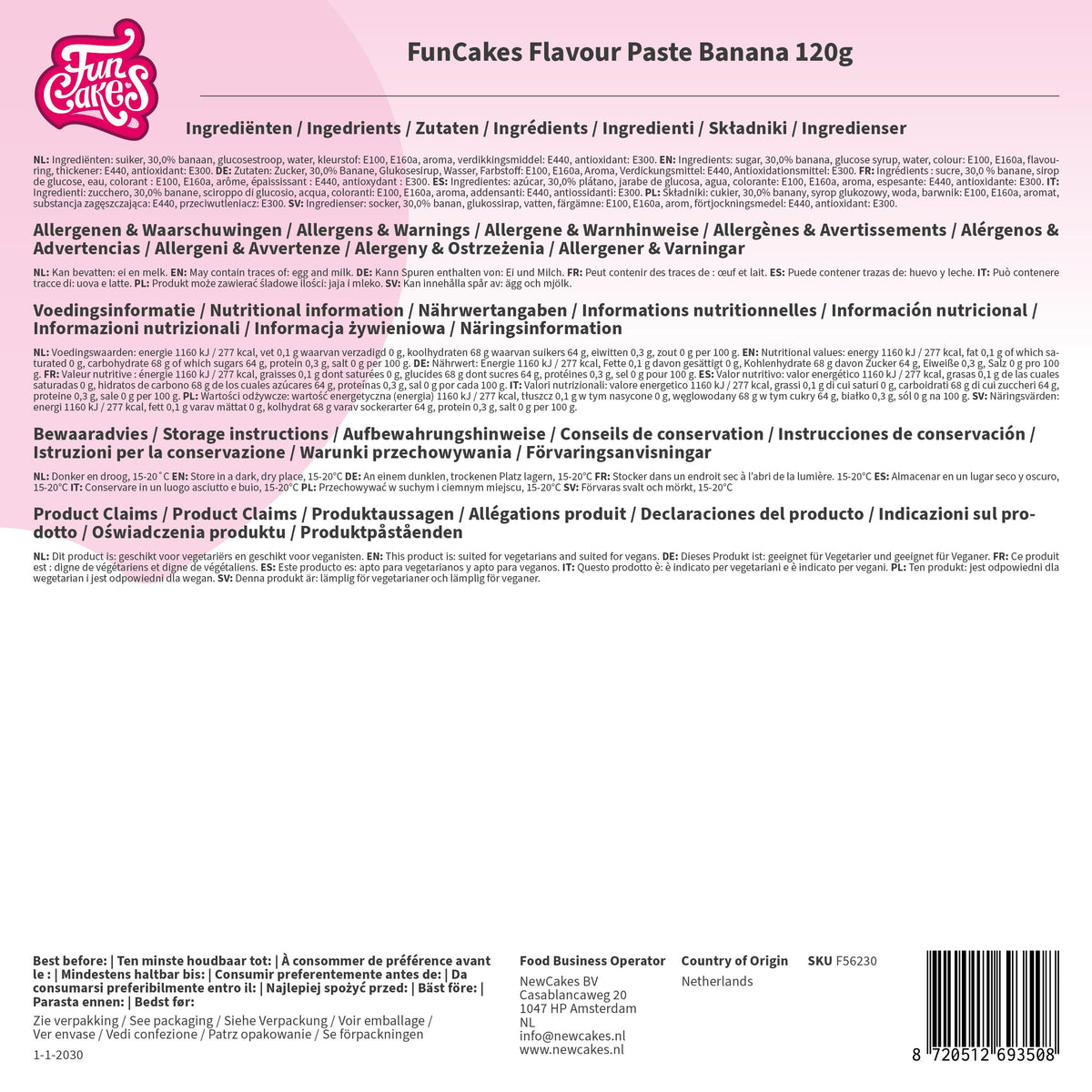 FunCakes Banana Flavour Paste - Natural Food Flavouring, 120 g
