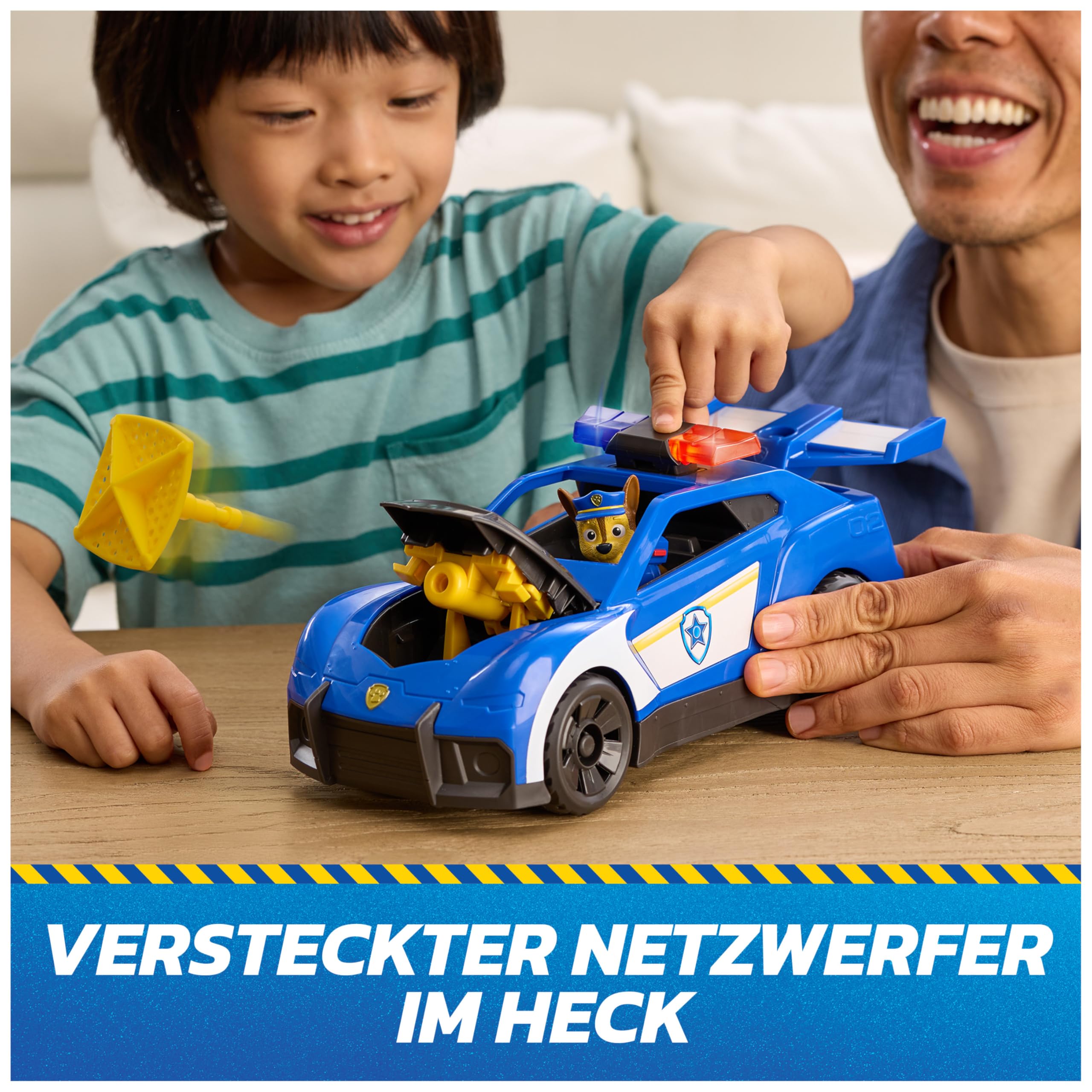 Paw Patrol Search & Rescue Chase Launch “N’ Rescue Cruiser with Figure | 27.9 cm | Ages 3-9