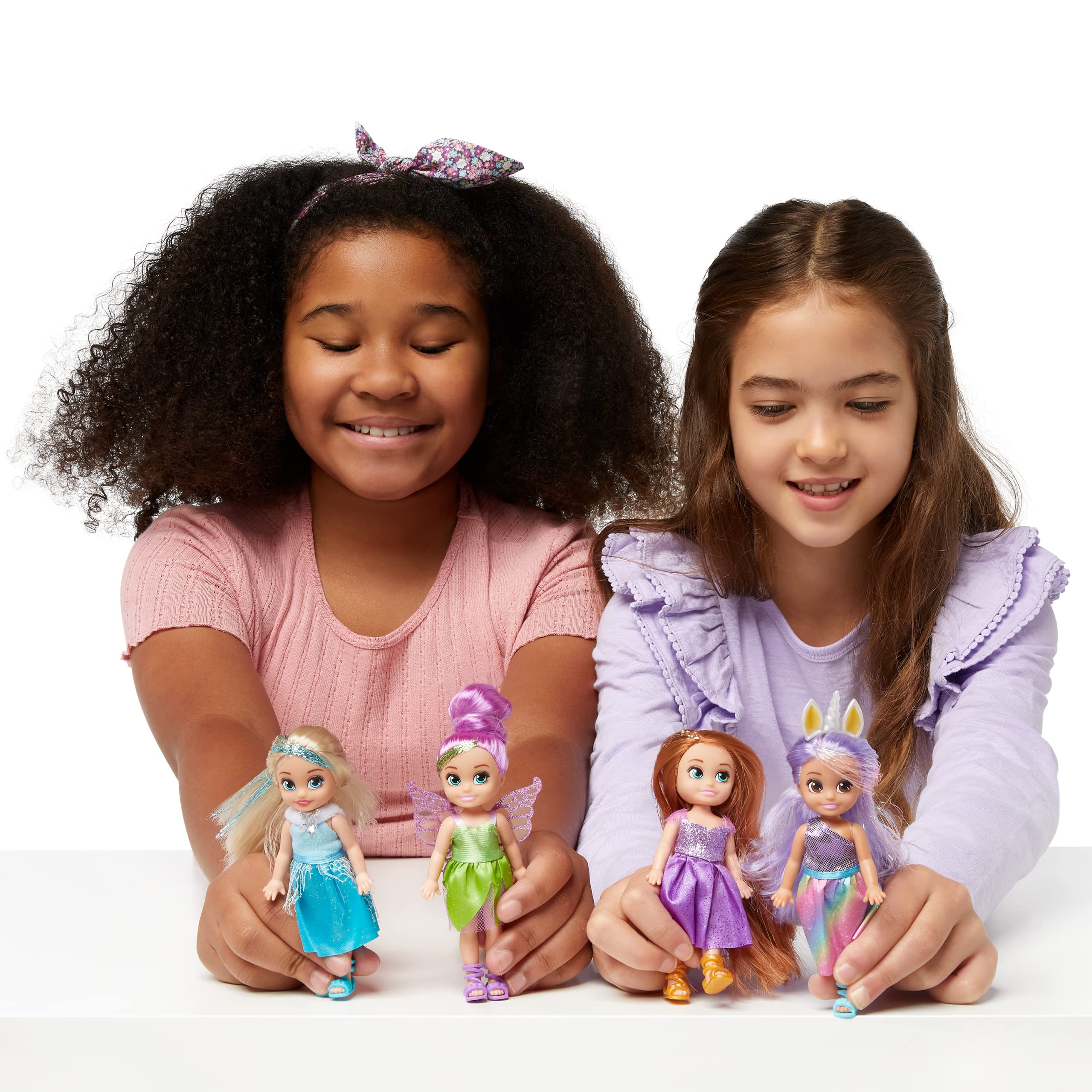 Sparkle Girlz Fantasy Little Friends Set of 10 Dolls - 4.7 Inch Plastic Figures | Interchangeable Outfits 6
