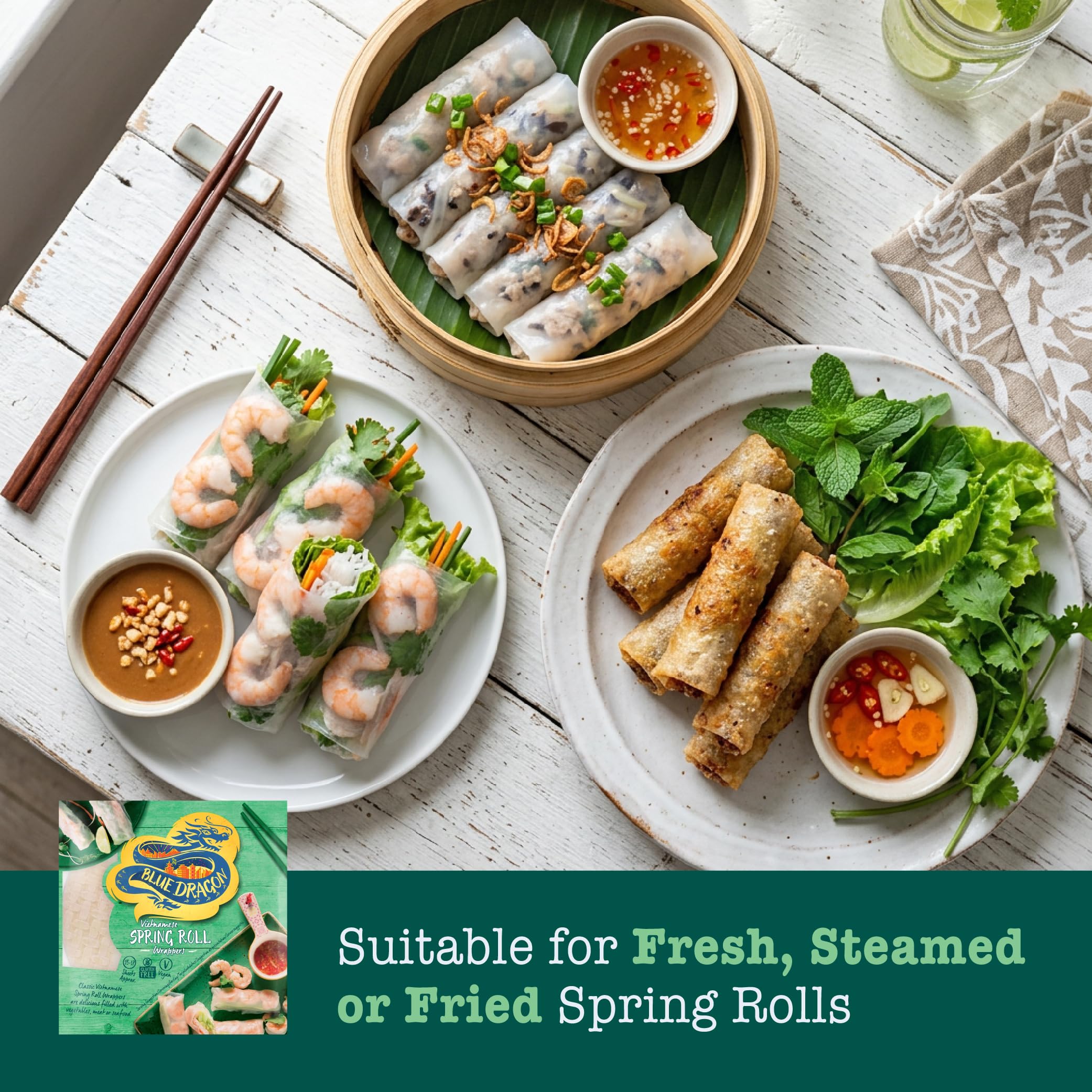 Blue Dragon Spring Roll Wrappers - Vegan & Gluten-Free Rice Paper, 134g 6
