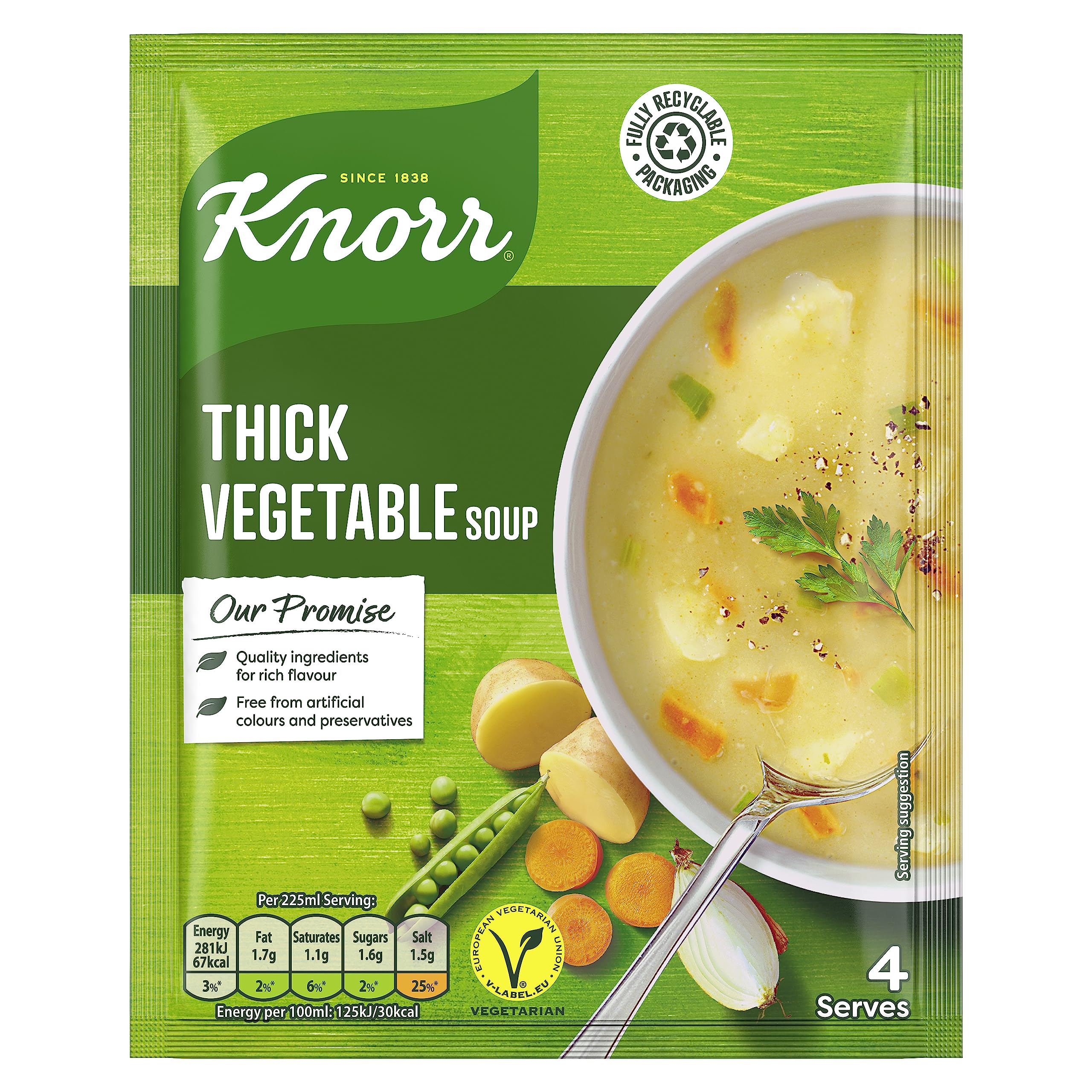 Knorr Thick Vegetable Dry Soup Mix - 9 Pack (75g Each) | Vegetarian & Quick Cook