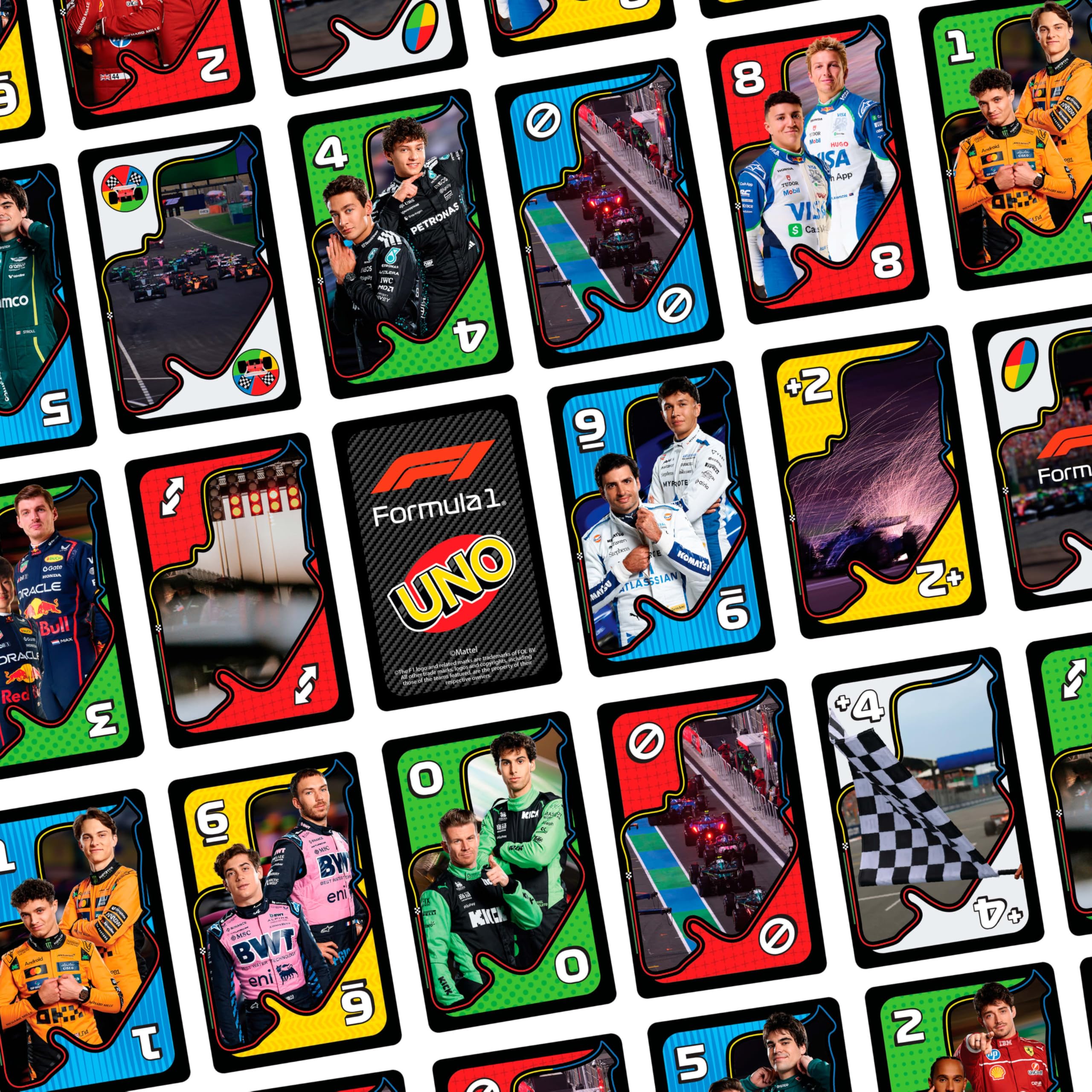 Mattel Games UNO F1 Card Game for Kids, Families, Travel & Camping, Deck Fe 6