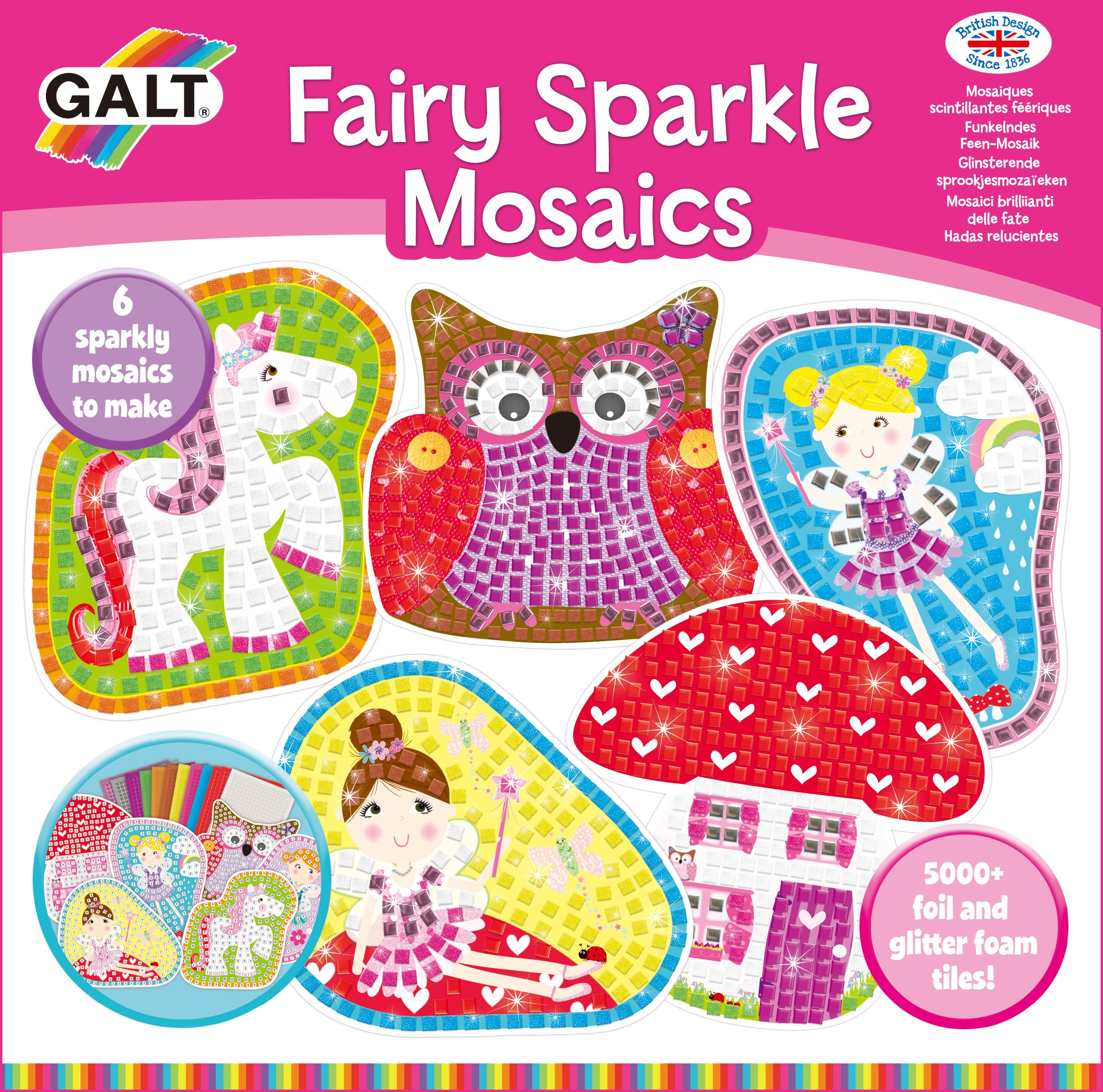 Galt Fairy Sparkle Mosaics Kids Craft Kit - 5000+ Glitter & Foil Tiles | Ages 5+